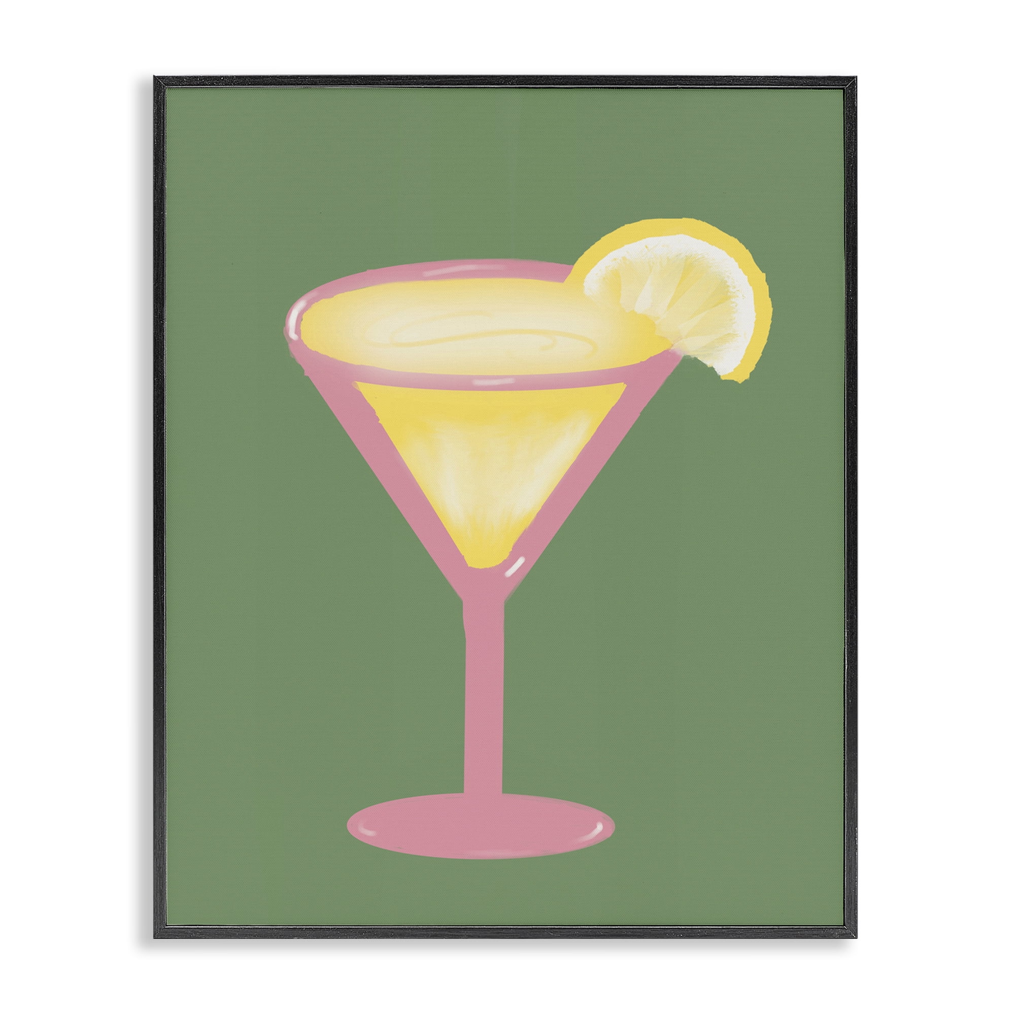 Stupell Industries Lemon Drop Glass over Green Black Framed Giclee Art, design by Robin Maria