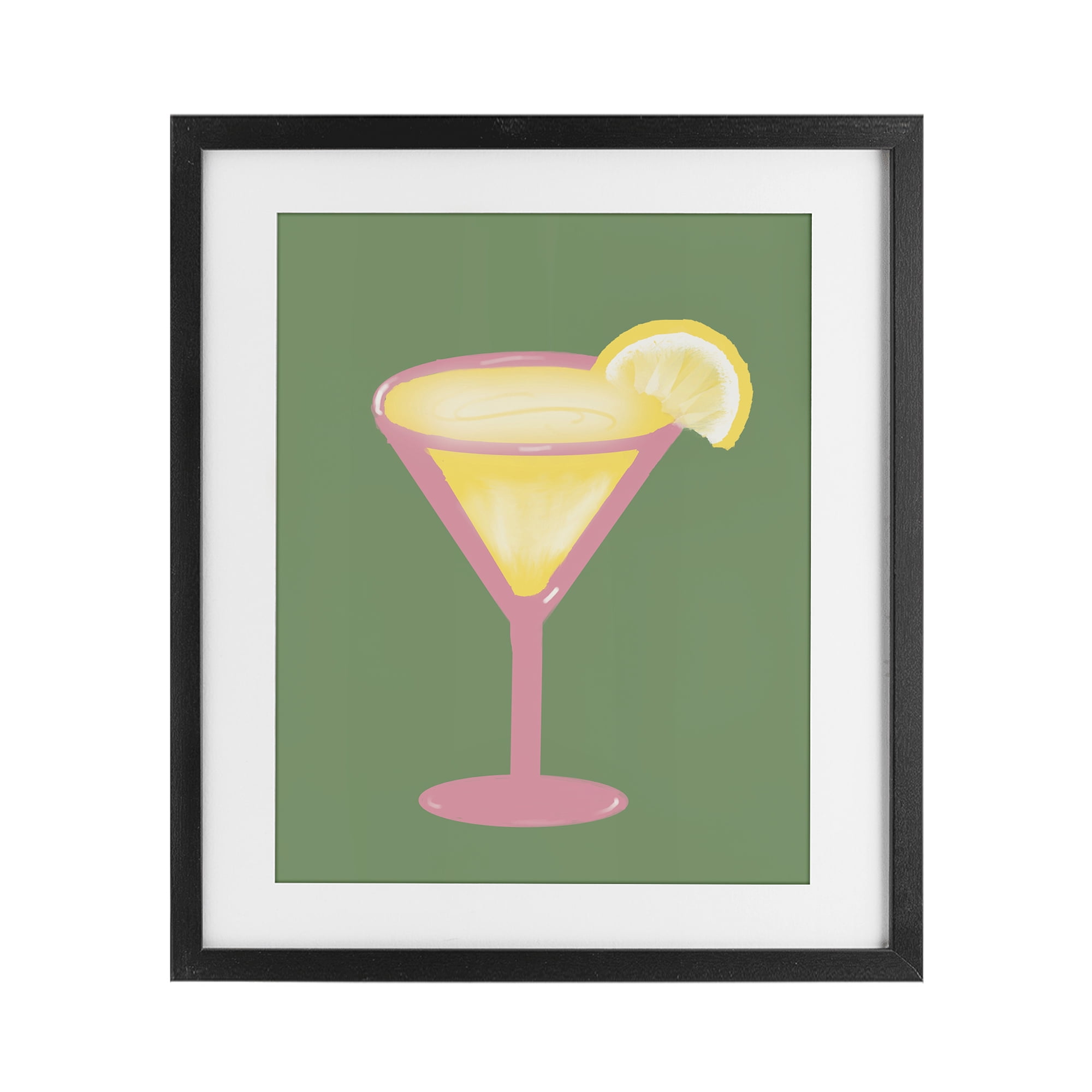 Stupell Industries Lemon Drop Glass over Green Black Framed Print Under Glass, design by Robin Maria