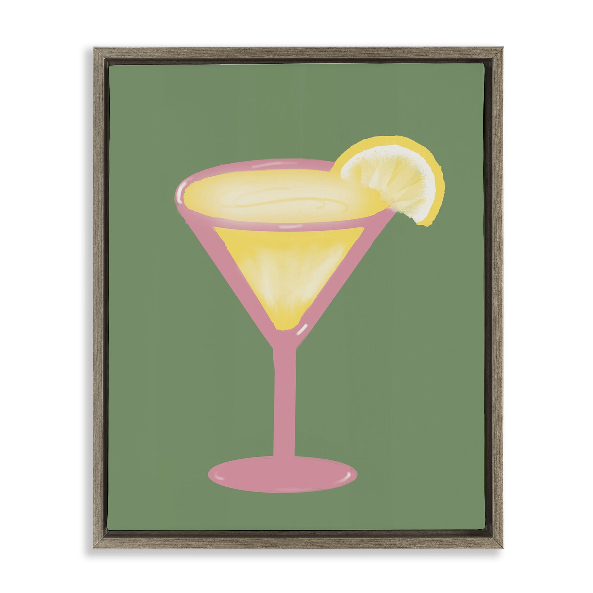 Stupell Industries Lemon Drop Glass over Green Brown Framed Floater Canvas Wall Art, design by Robin Maria