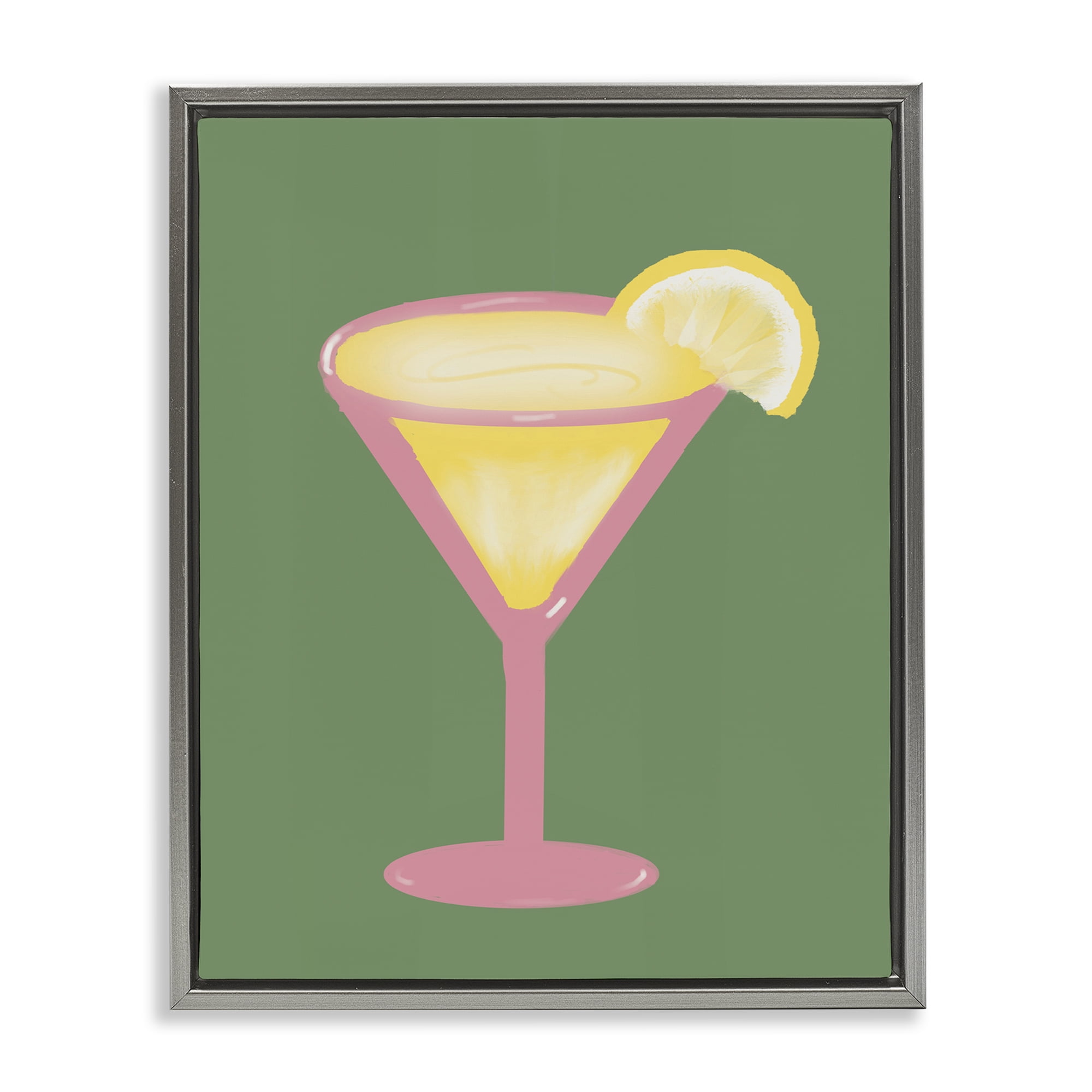 Stupell Industries Lemon Drop Glass over Green Gray Framed Floater Canvas Wall Art, design by Robin Maria