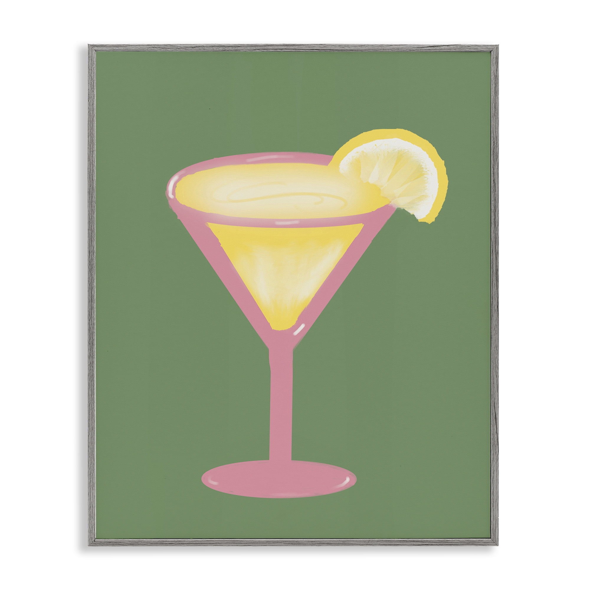 Stupell Industries Lemon Drop Glass over Green Gray Framed Giclee Art, design by Robin Maria