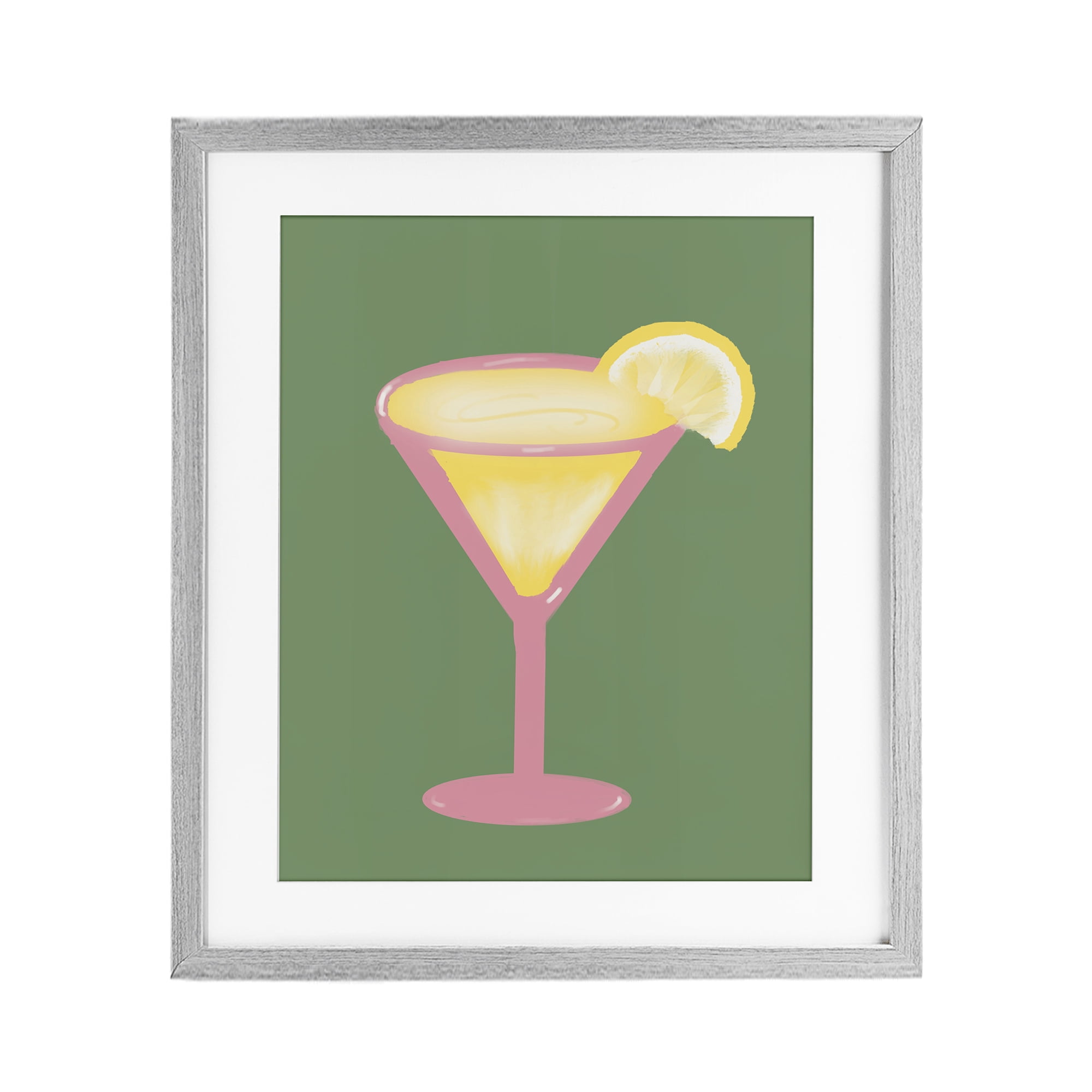 Stupell Industries Lemon Drop Glass over Green Gray Framed Print Under Glass, design by Robin Maria