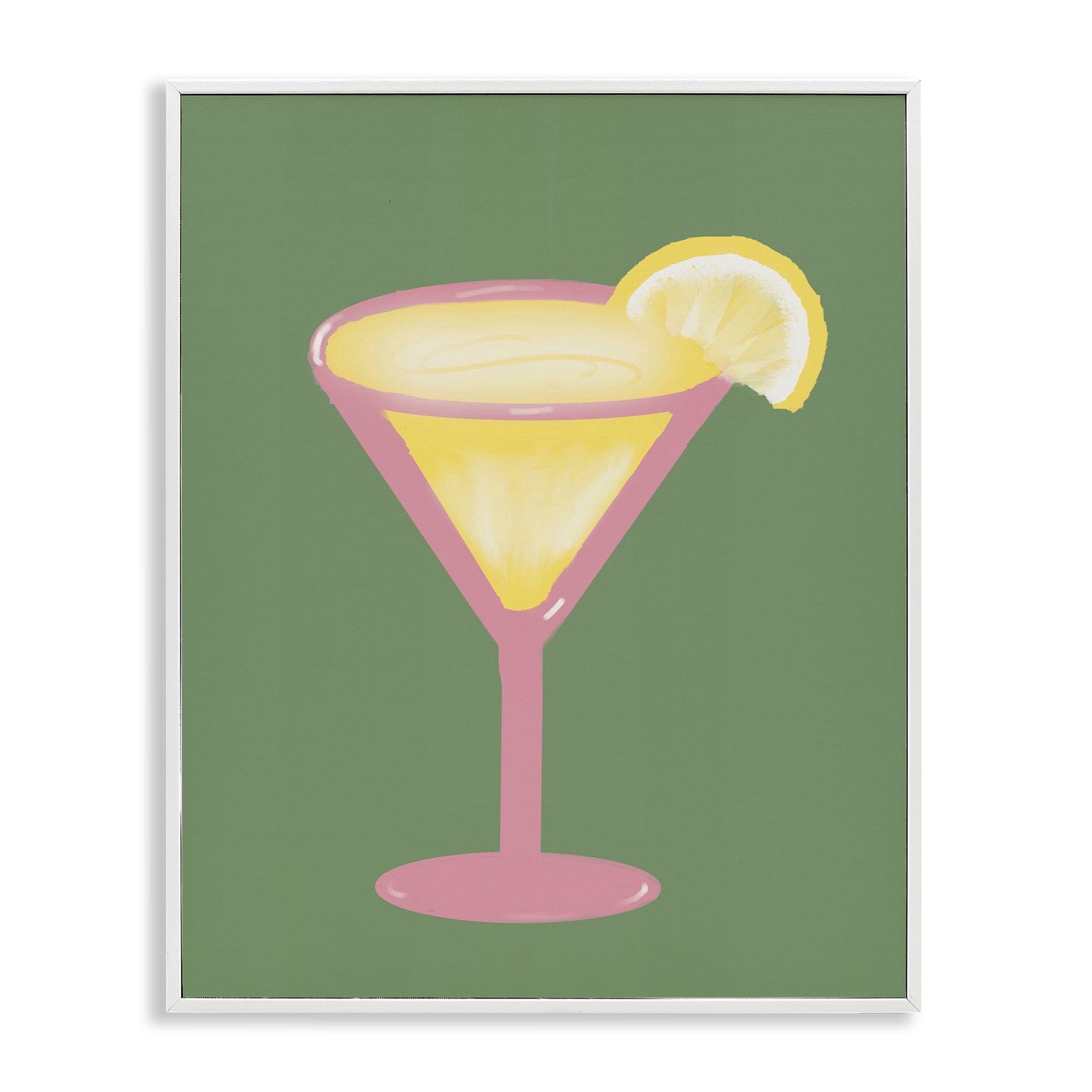 Stupell Industries Lemon Drop Glass over Green White Framed Giclee Art, design by Robin Maria
