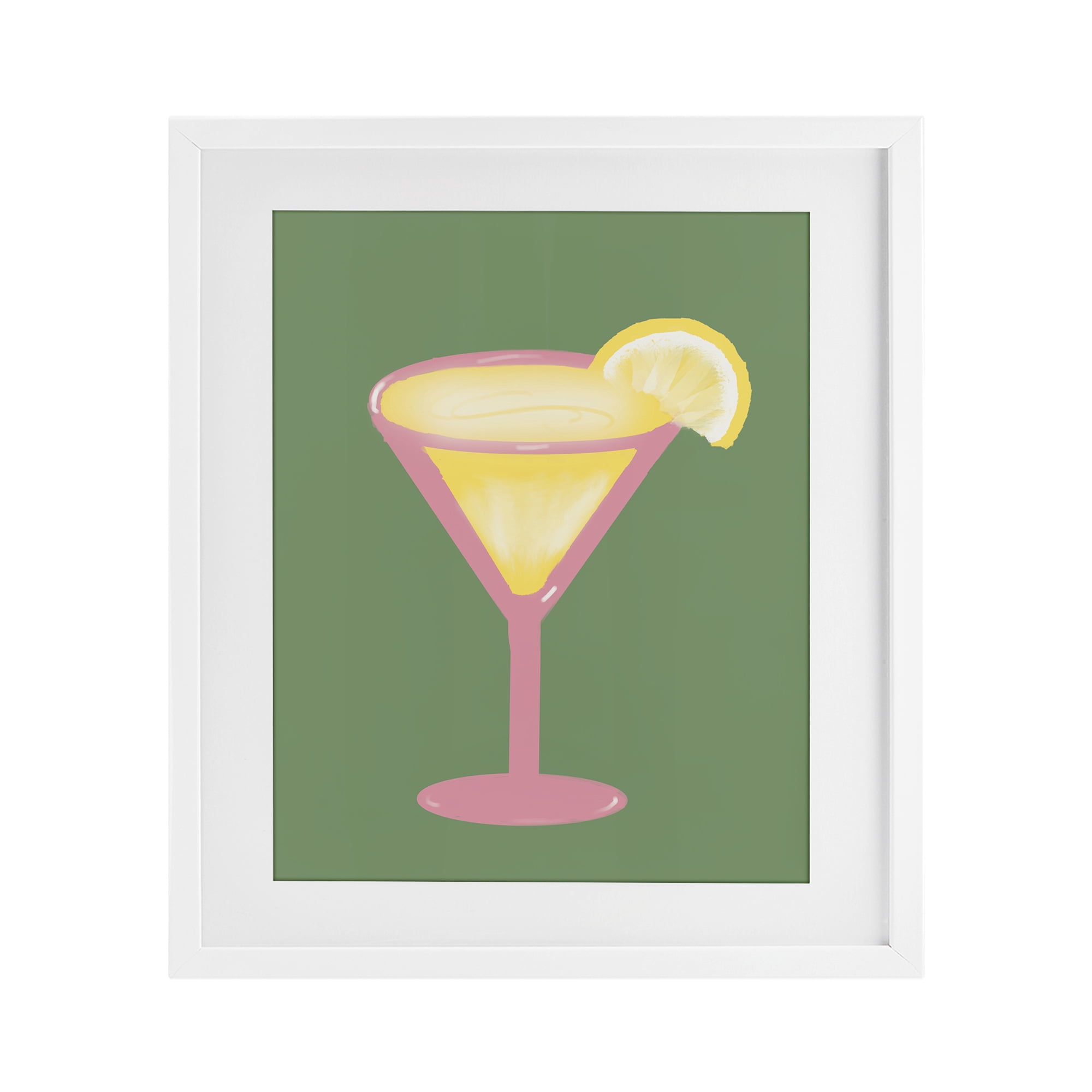 Stupell Industries Lemon Drop Glass over Green White Framed Print Under Glass, design by Robin Maria