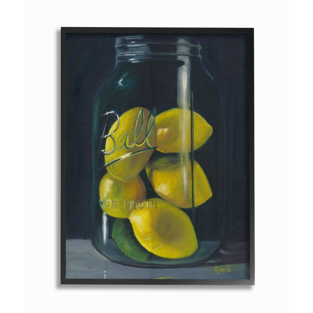Stupell Industries Lemon Fruit Still Life Painting Framed Giclee Texturized Art by Marnie Bourque