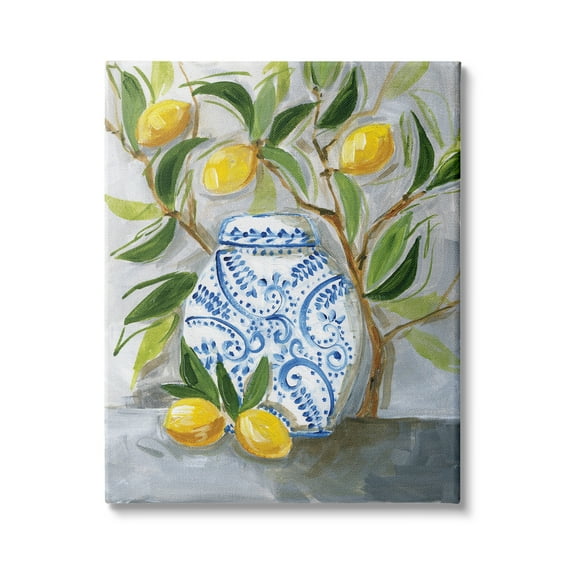Stupell Industries Lemon Fruit Tree Ornate Vase Still Life Painting, 36 x 48, Design by Molly Susan Strong