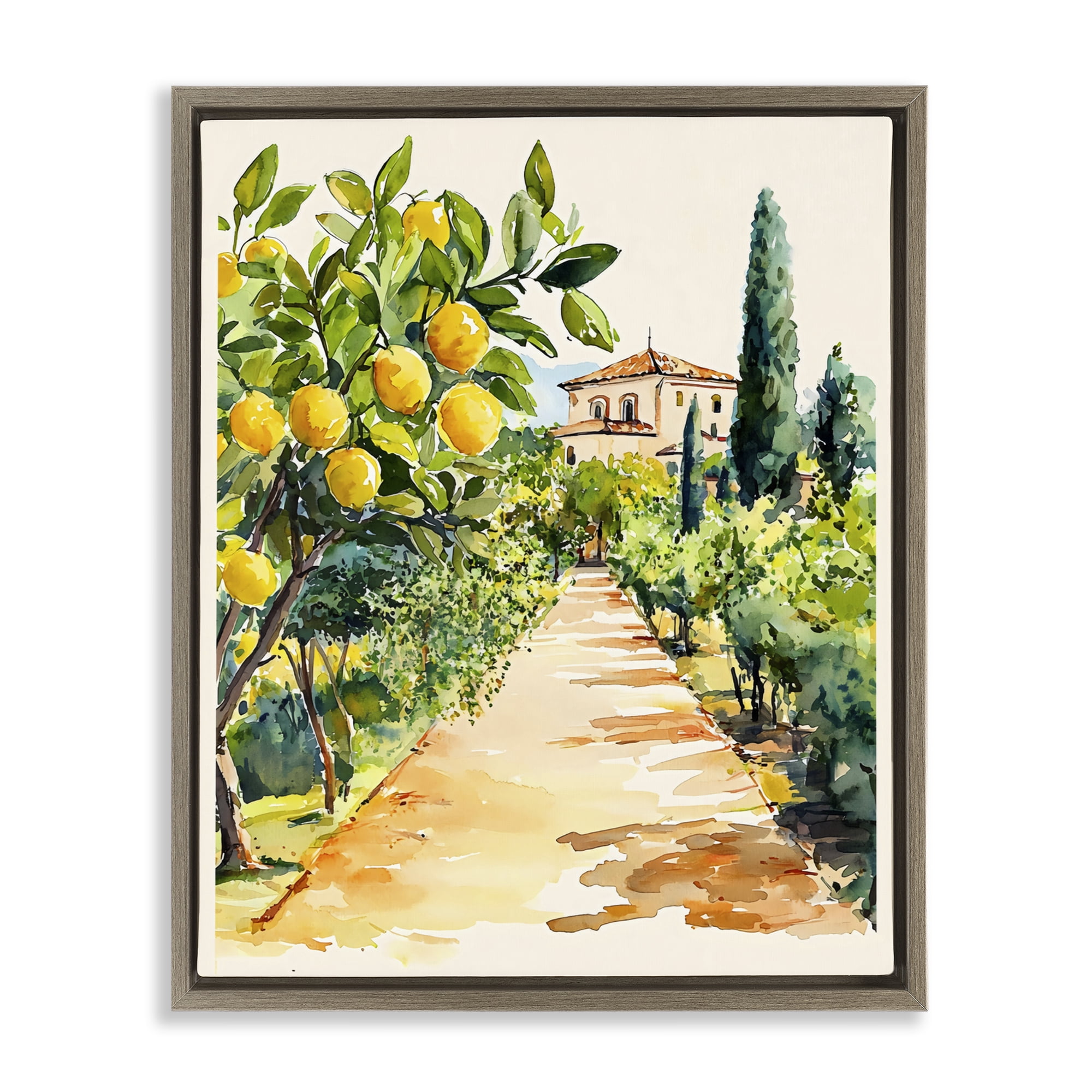 Stupell Industries Lemon Grove Pathway Brown Framed Floater Canvas Wall Art, design by LSR Design Studio