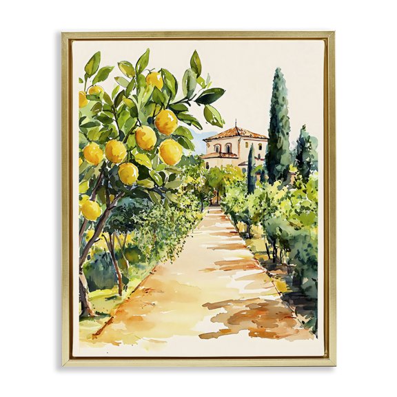 Stupell Industries Lemon Grove Pathway Gold Framed Floater Canvas Wall Art, design by LSR Design Studio