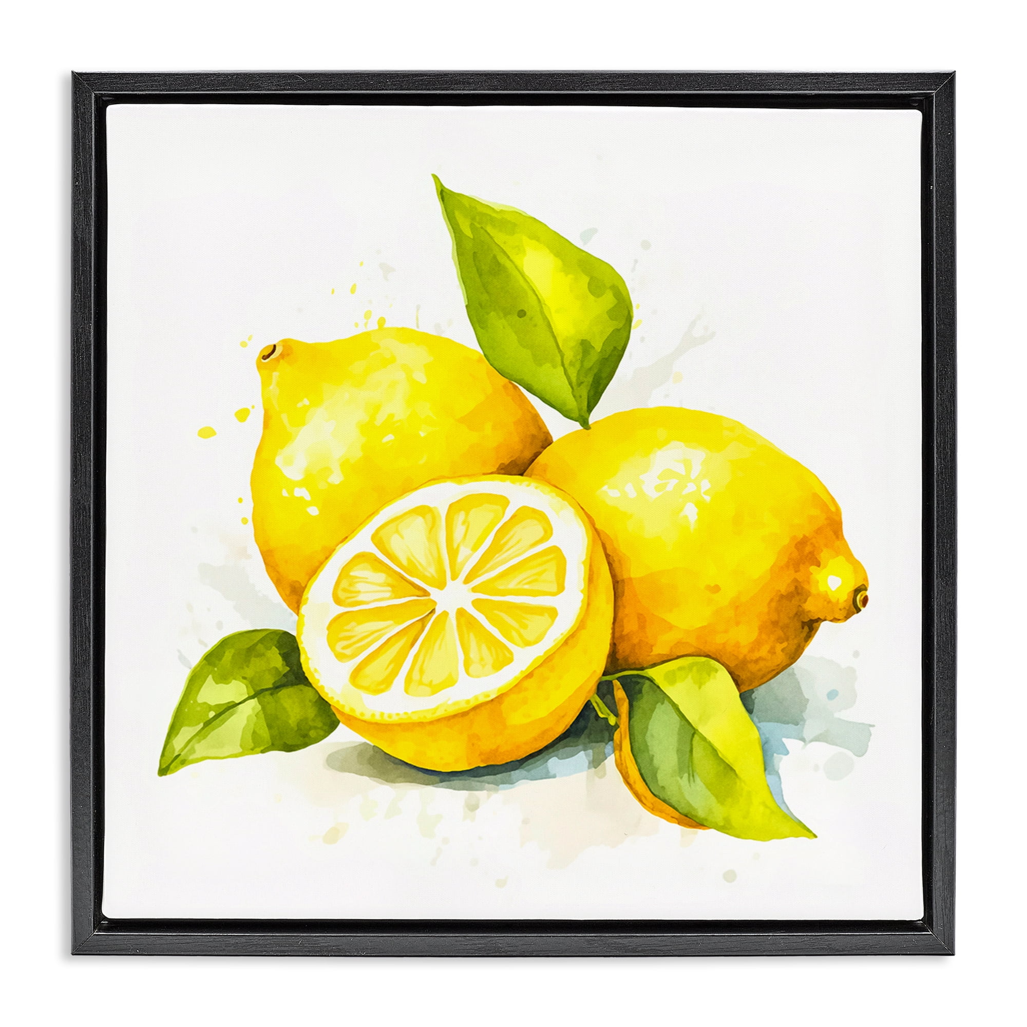 Stupell Industries Lemon Harvest Fruits Food & Beverage Painting Black Floater Framed Canvas Art Print Wall Art, 25 x 25