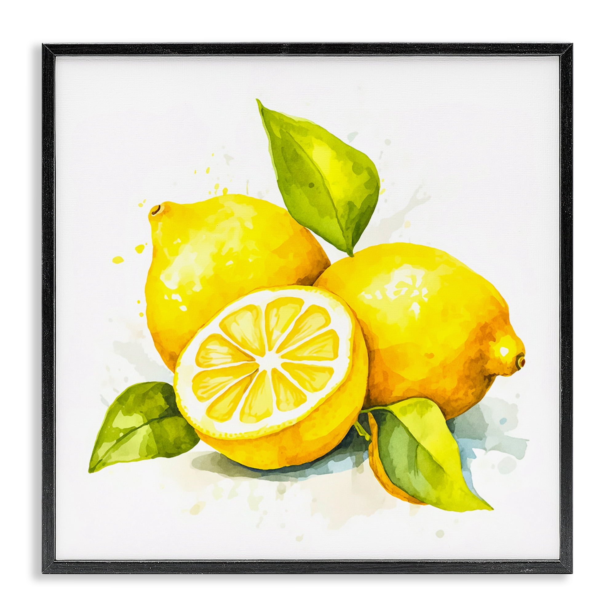 Stupell Industries Lemon Harvest Fruits Food & Beverage Painting Black Framed Art Print Wall Art, 17 x 17