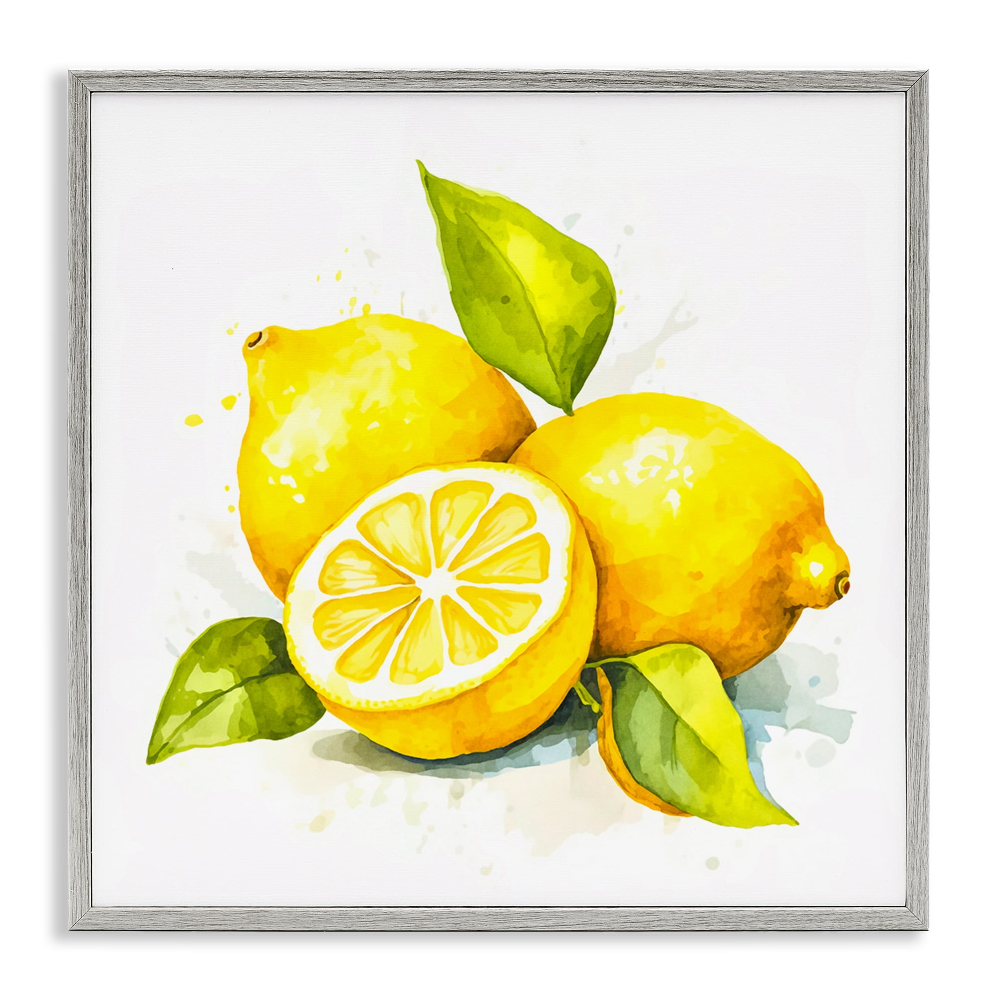 Stupell Industries Lemon Harvest Fruits Food & Beverage Painting Gray Framed Art Print Wall Art, 17 x 17