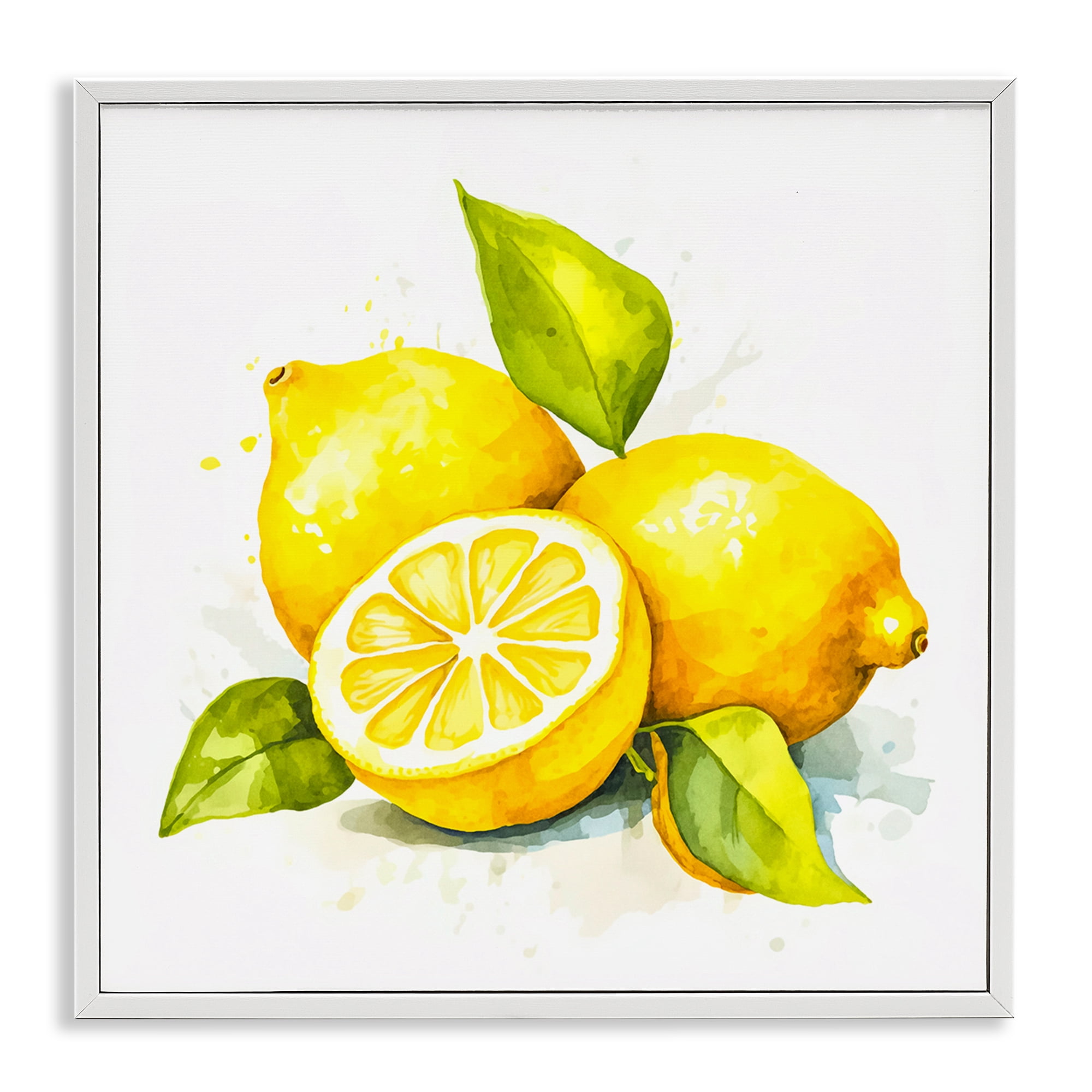 Stupell Industries Lemon Harvest Fruits Food & Beverage Painting White Framed Art Print Wall Art, 12 x 12