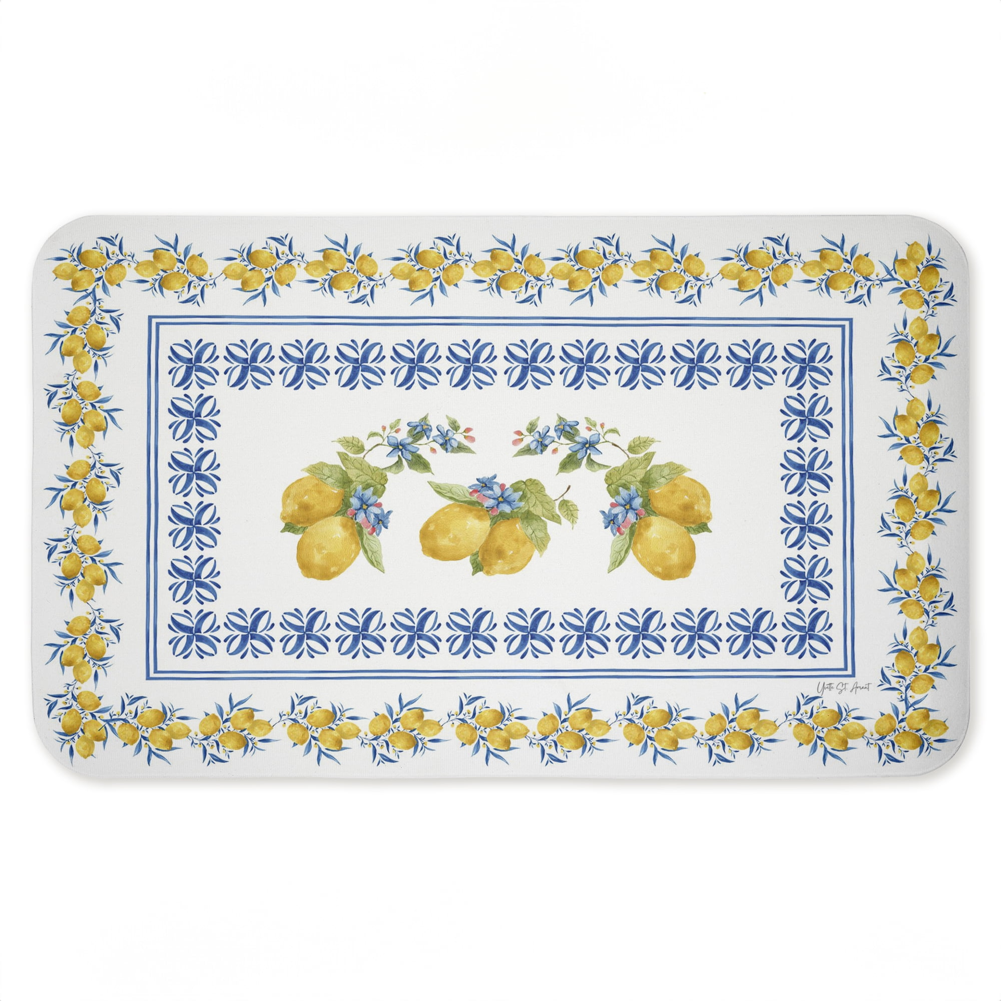 Stupell Industries Lemon & Mediterranean Border Printed Anti-Fatigue Floor Mat, design by Yvette St. Amant