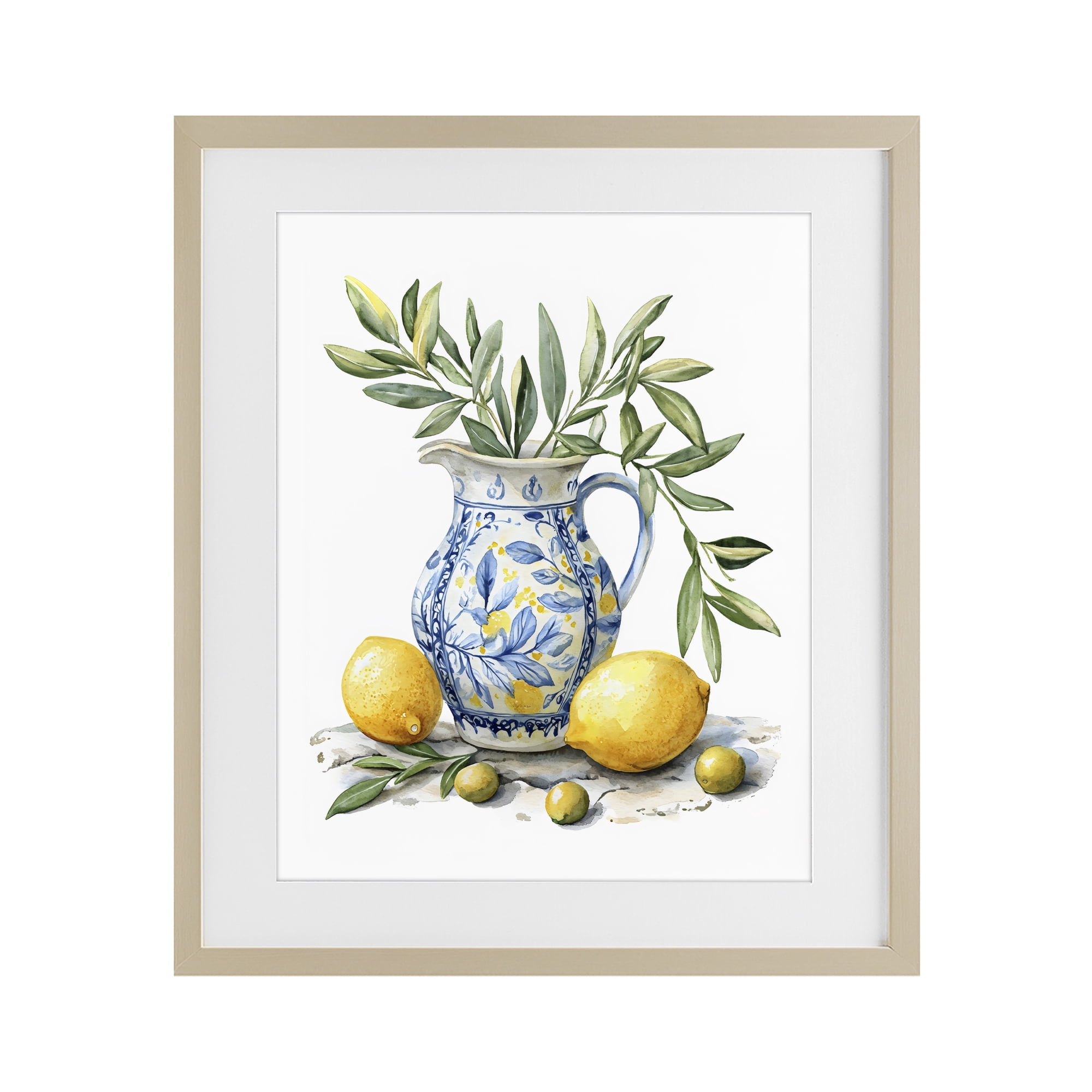 Stupell Industries Lemon & Olive Branch Still Life Birch Framed Print Under Glass, design by LSR Design Studio