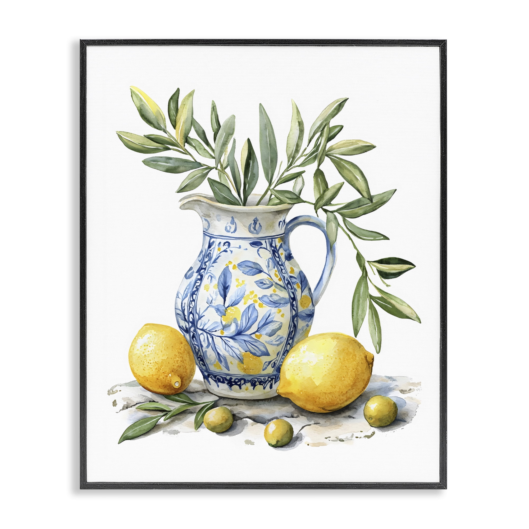 Stupell Industries Lemon & Olive Branch Still Life Black Framed Giclee Art, design by LSR Design Studio