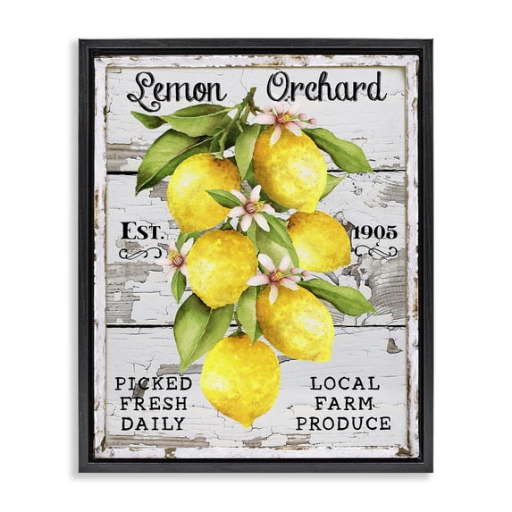 Stupell Industries French Country Lemon Orchard Market Black Floating Frame Canvas Art, 25 x 31, by Creatif Belle