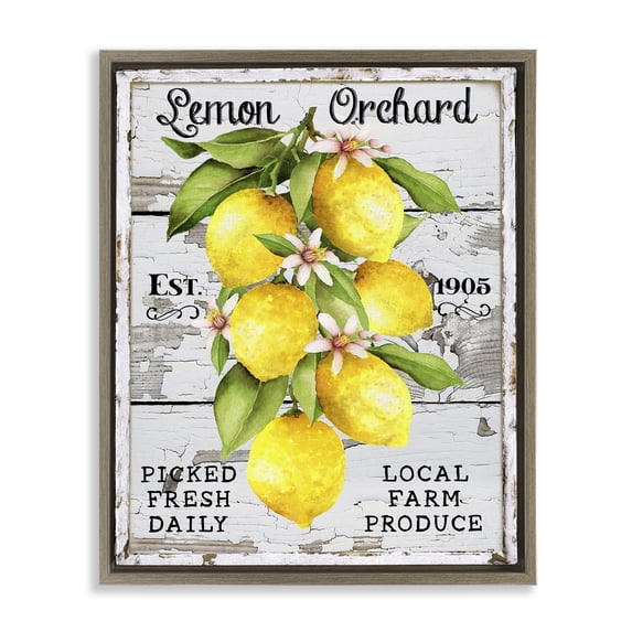 Stupell Industries Lemon Orchard Market Food & Beverage Painting Brown Floater Framed Canvas Art Print Wall Art, 25 x 31