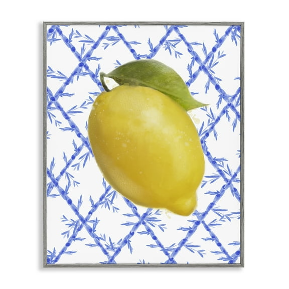 Stupell Industries Lemon Over Bamboo Vines Food & Beverage Painting Gray Framed Art Print Wall Art, 11 x 14