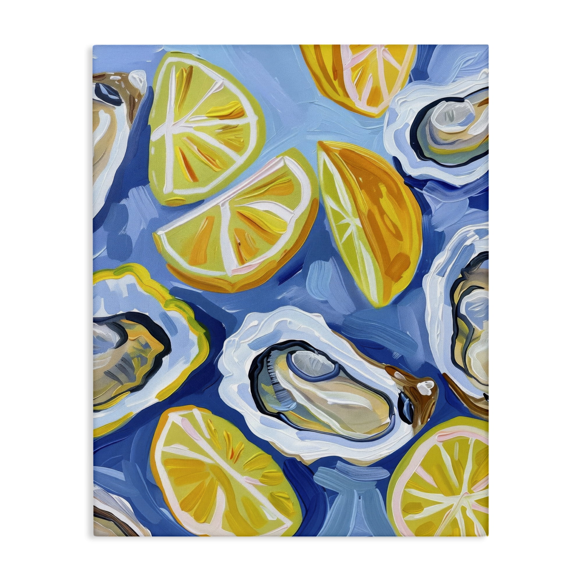 Stupell Industries Lemon & Oyster Pattern Food & Beverage Painting Wrapped Canvas Art Print Wall Art, 24 x 30