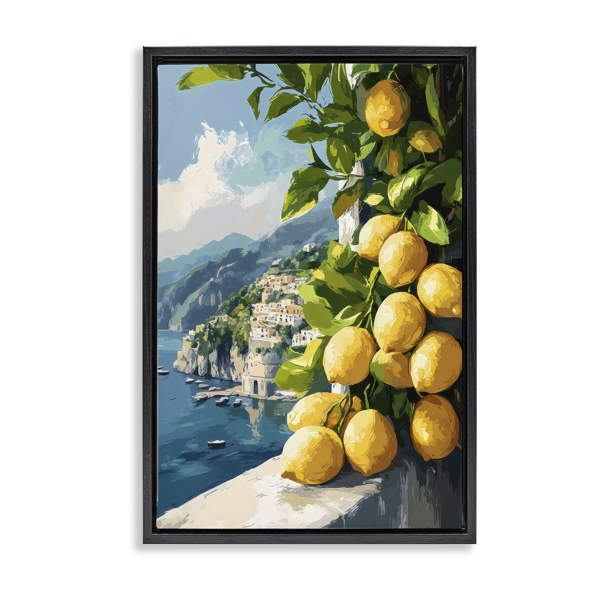 Stupell Industries Lemon Terrace Amalfi View Black Framed Floater Canvas Wall Art, design by Creative Studio