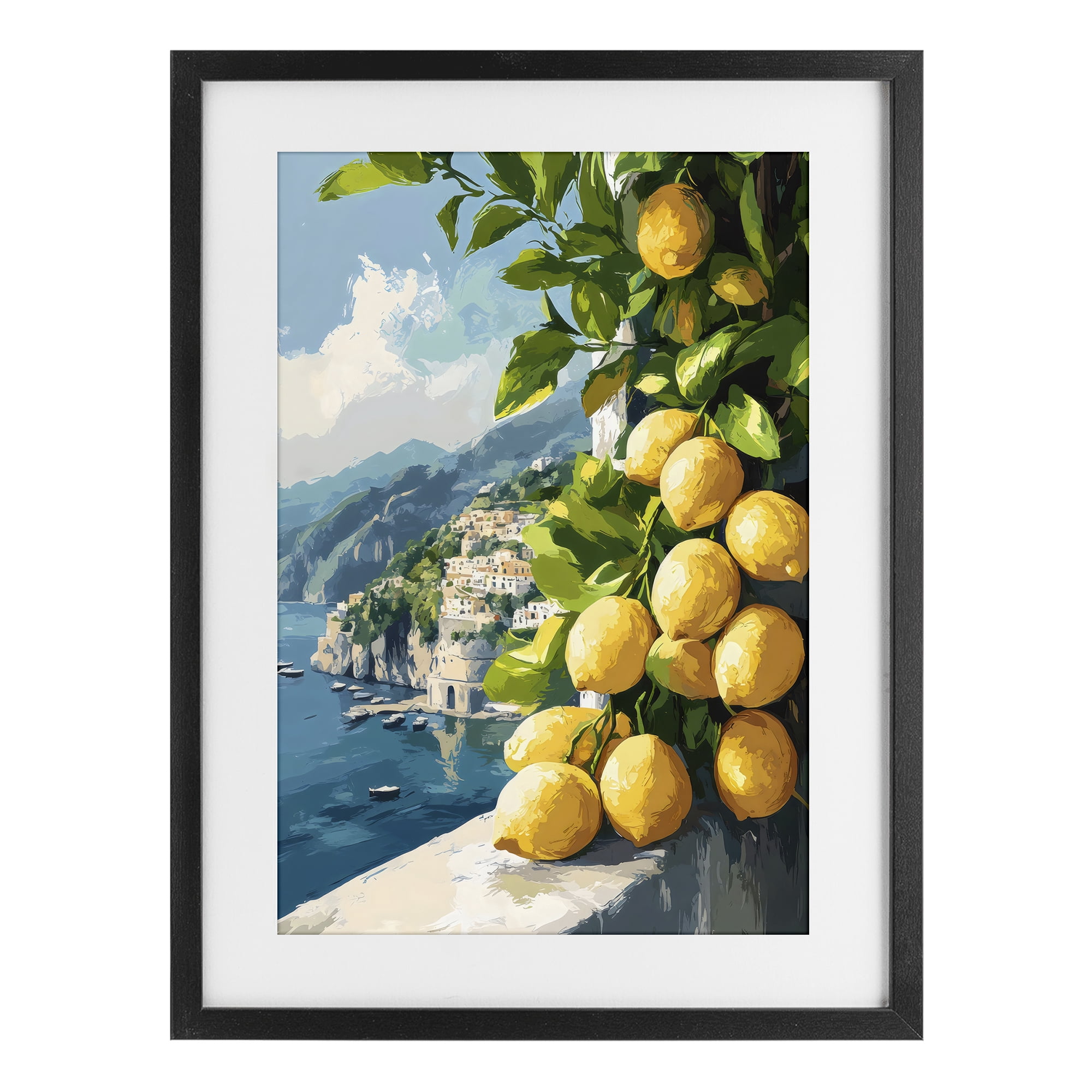 Stupell Industries Lemon Terrace Amalfi View Black Framed Print Under Glass, design by Creative Studio