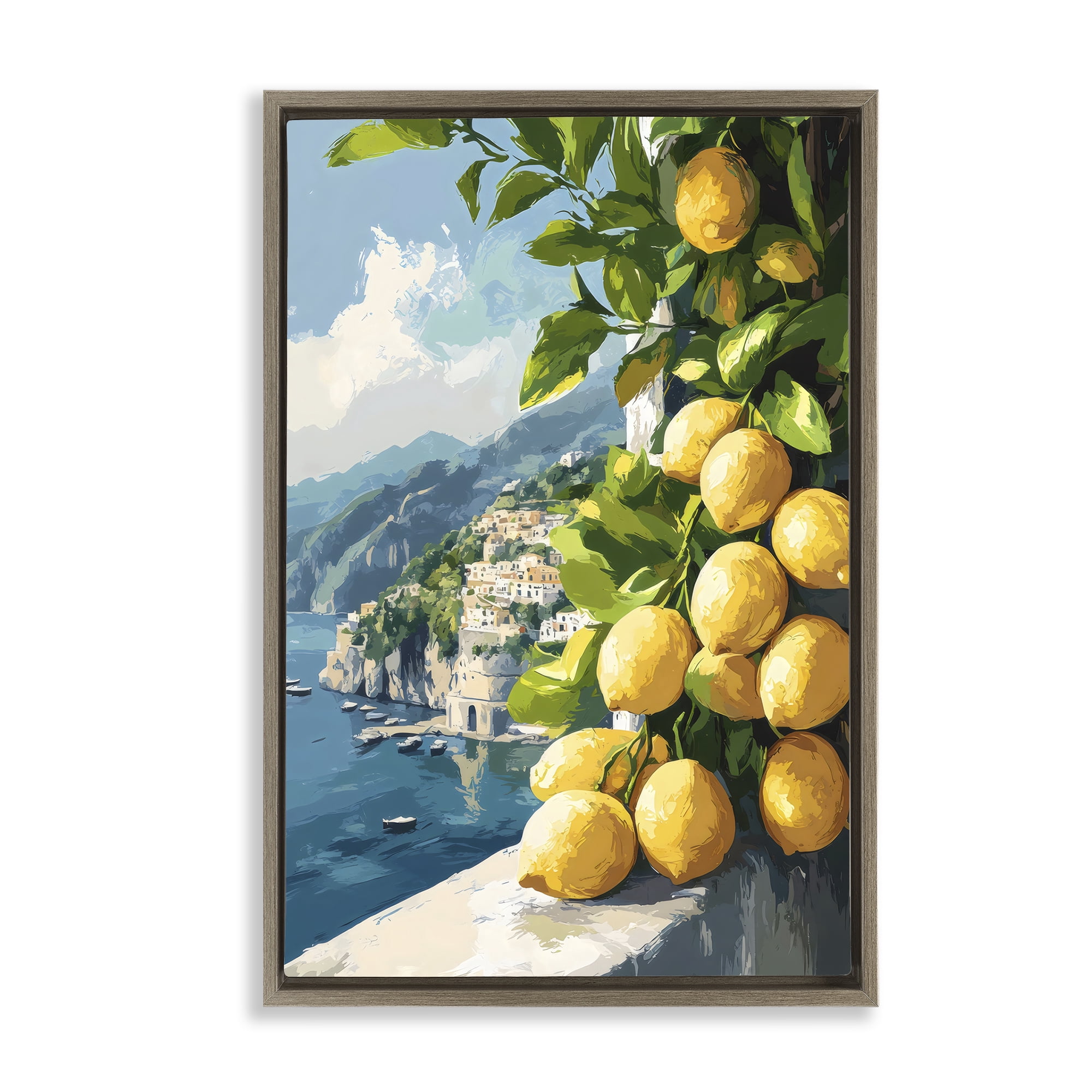Stupell Industries Lemon Terrace Amalfi View Brown Framed Floater Canvas Wall Art, design by Creative Studio