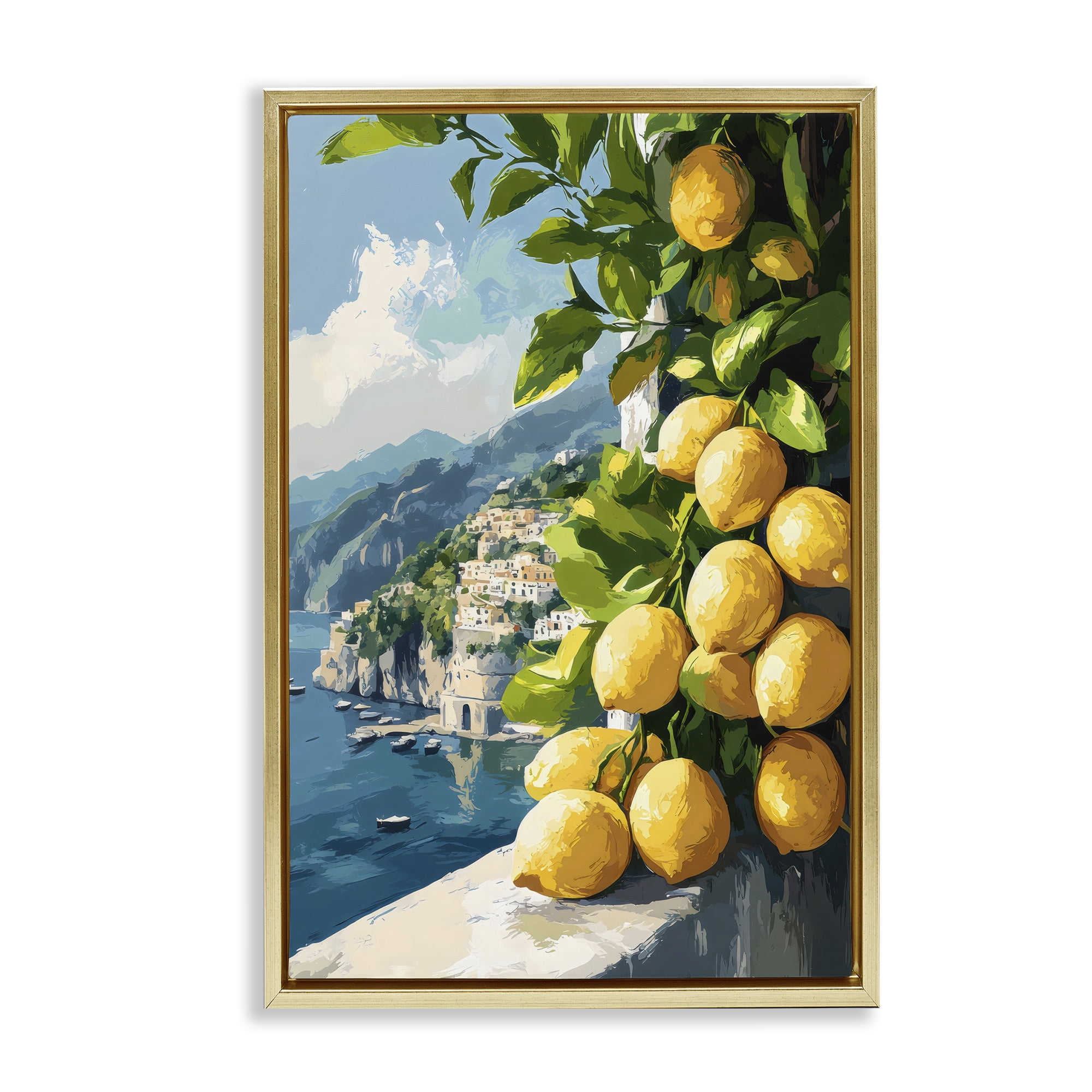 Stupell Industries Lemon Terrace Amalfi View Gold Framed Floater Canvas Wall Art, design by Creative Studio