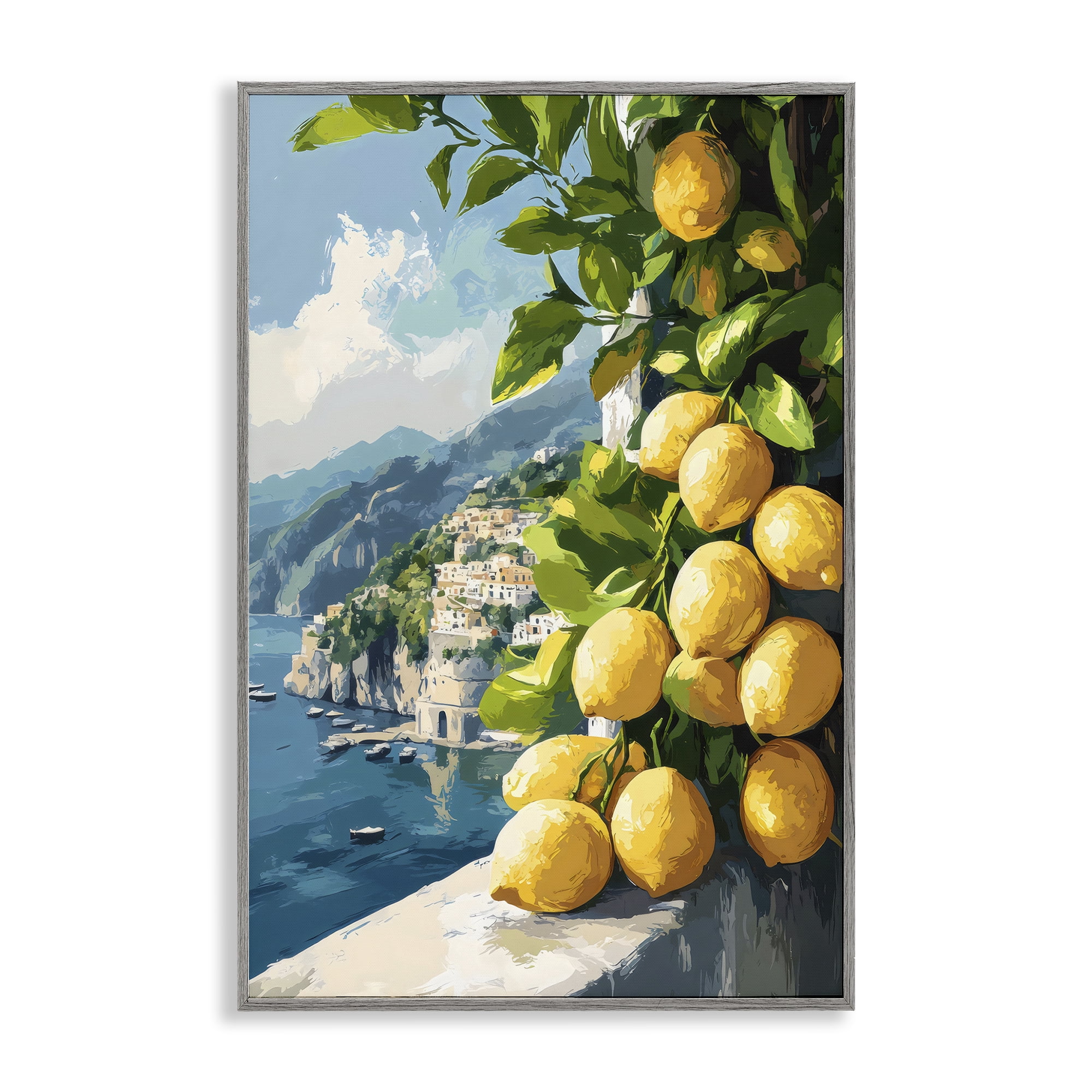 Stupell Industries Lemon Terrace Amalfi View Gray Framed Giclee Art, design by Creative Studio