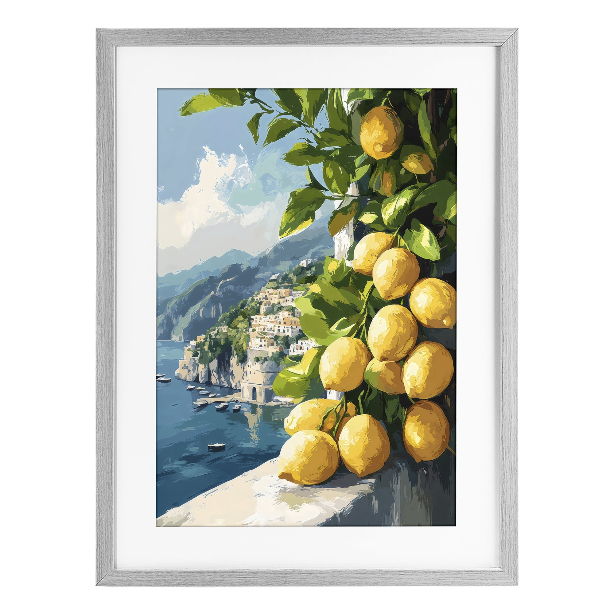 Stupell Industries Lemon Terrace Amalfi View Gray Framed Print Under Glass, design by Creative Studio
