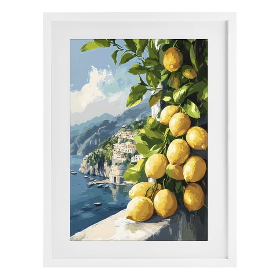 Stupell Industries Cottage Lemon Terrace Amalfi View White Framed Print Under Glass, 14 x 20, by Creative Studio