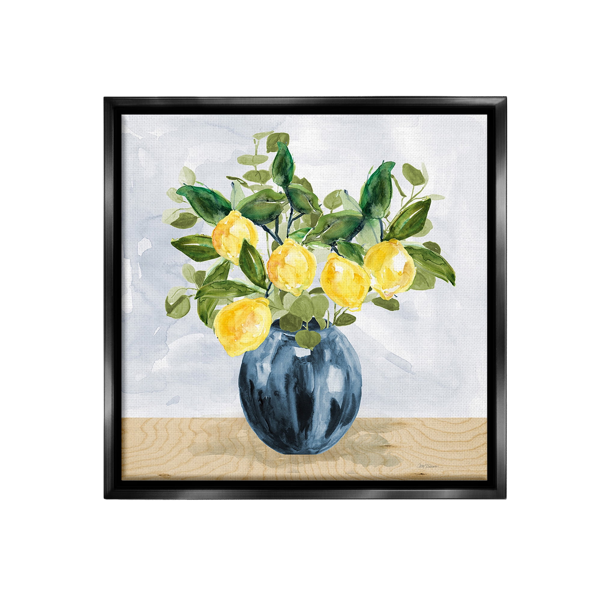 Stupell Industries Lemon Tree Bouquet Food & Beverage Painting Black Floater Framed Canvas Art Print Wall Art, 25 x 25