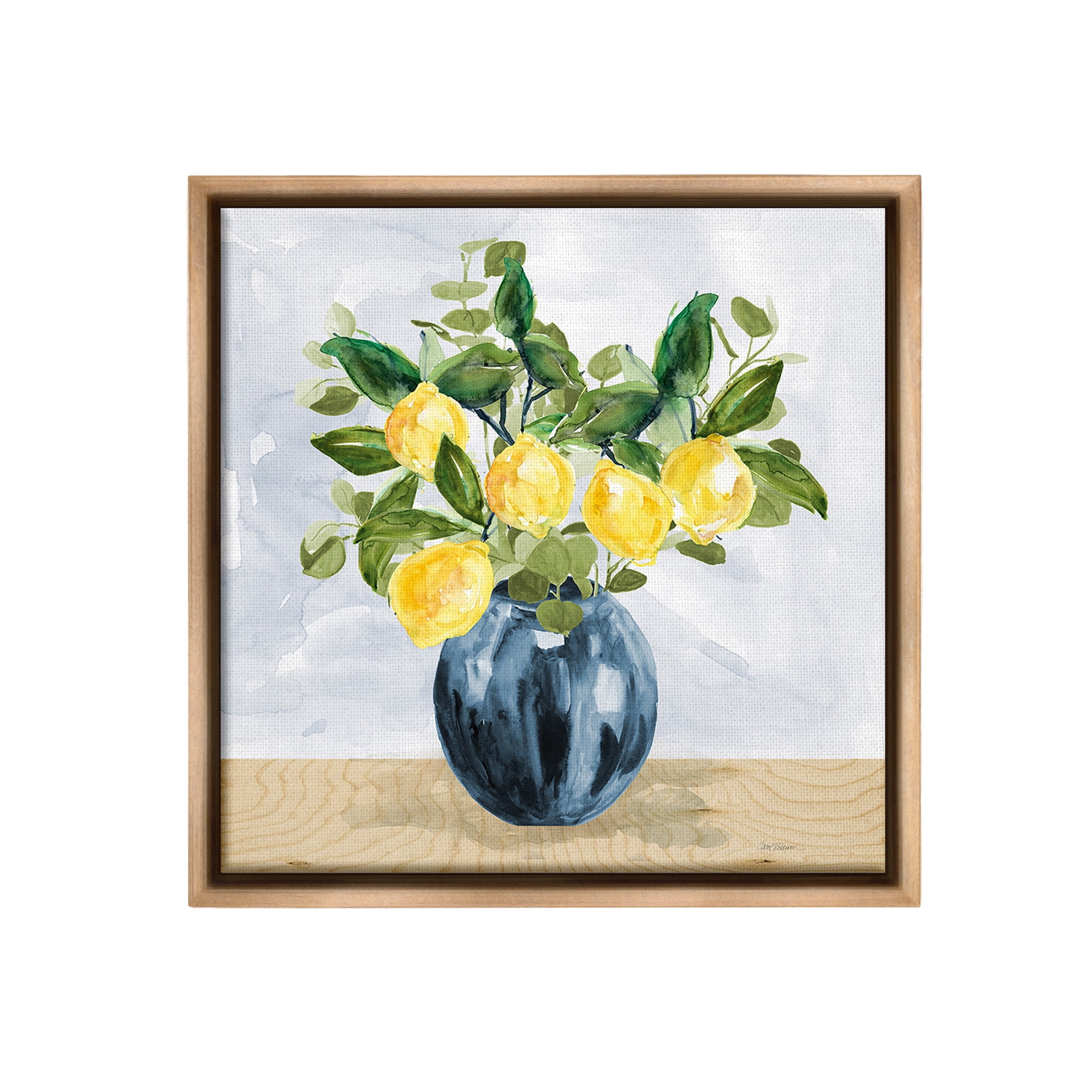 Stupell Industries Lemon Tree Bouquet Food & Beverage Painting Brown Floater Framed Canvas Art Print Wall Art, 18 x 18