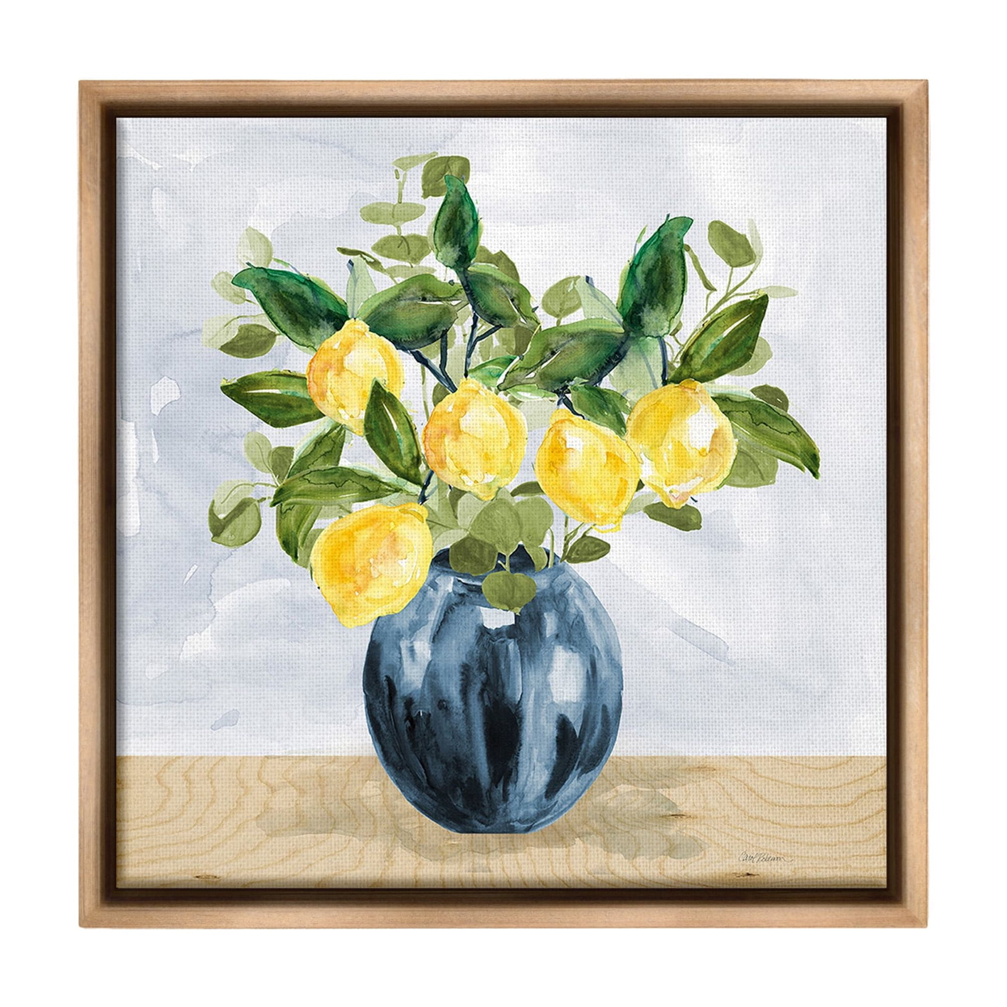 Stupell Industries Lemon Tree Bouquet Food & Beverage Painting Brown Floater Framed Canvas Art Print Wall Art, 25 x 25
