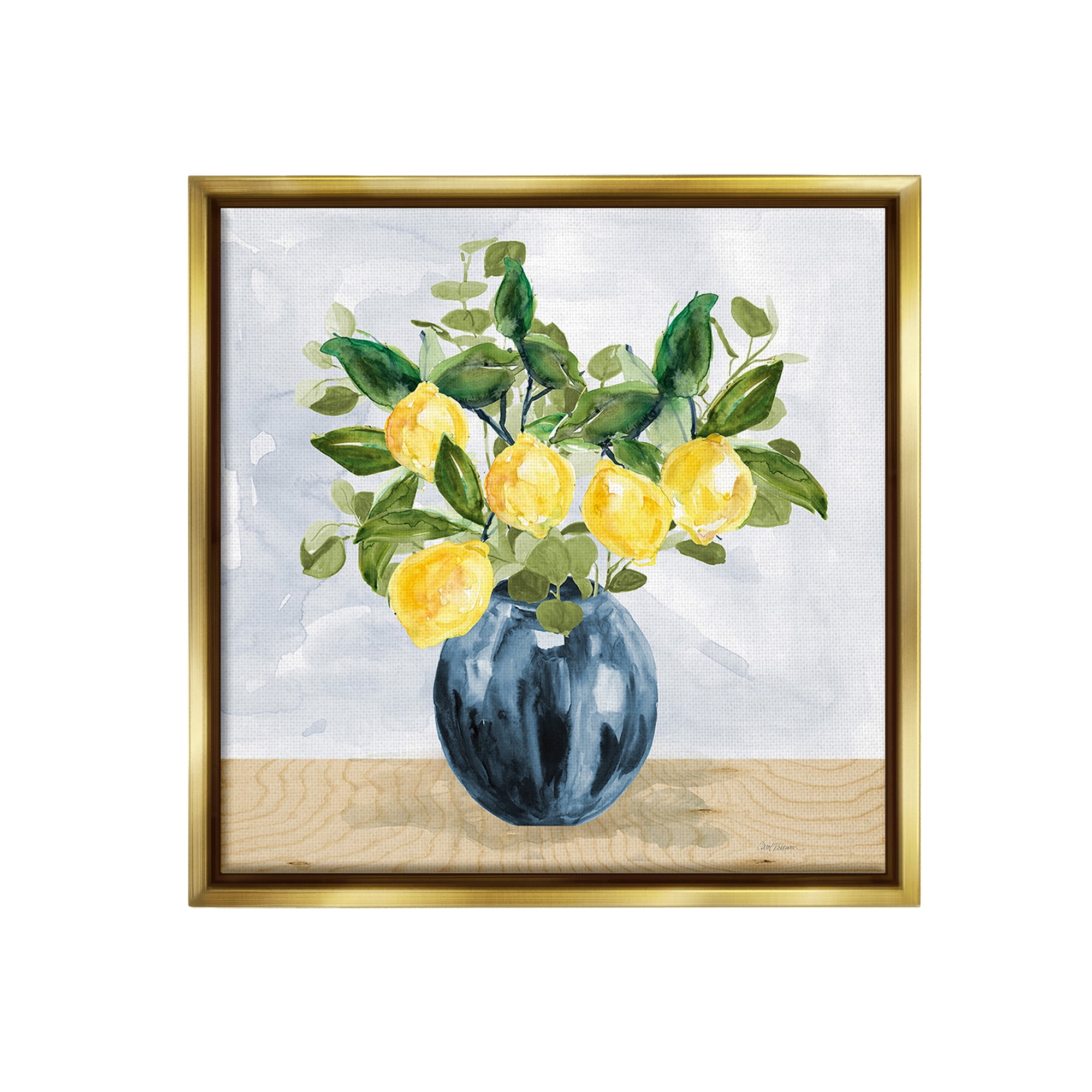 Stupell Industries Lemon Tree Bouquet Food & Beverage Painting Gold Floater Framed Canvas Art Print Wall Art, 18 x 18