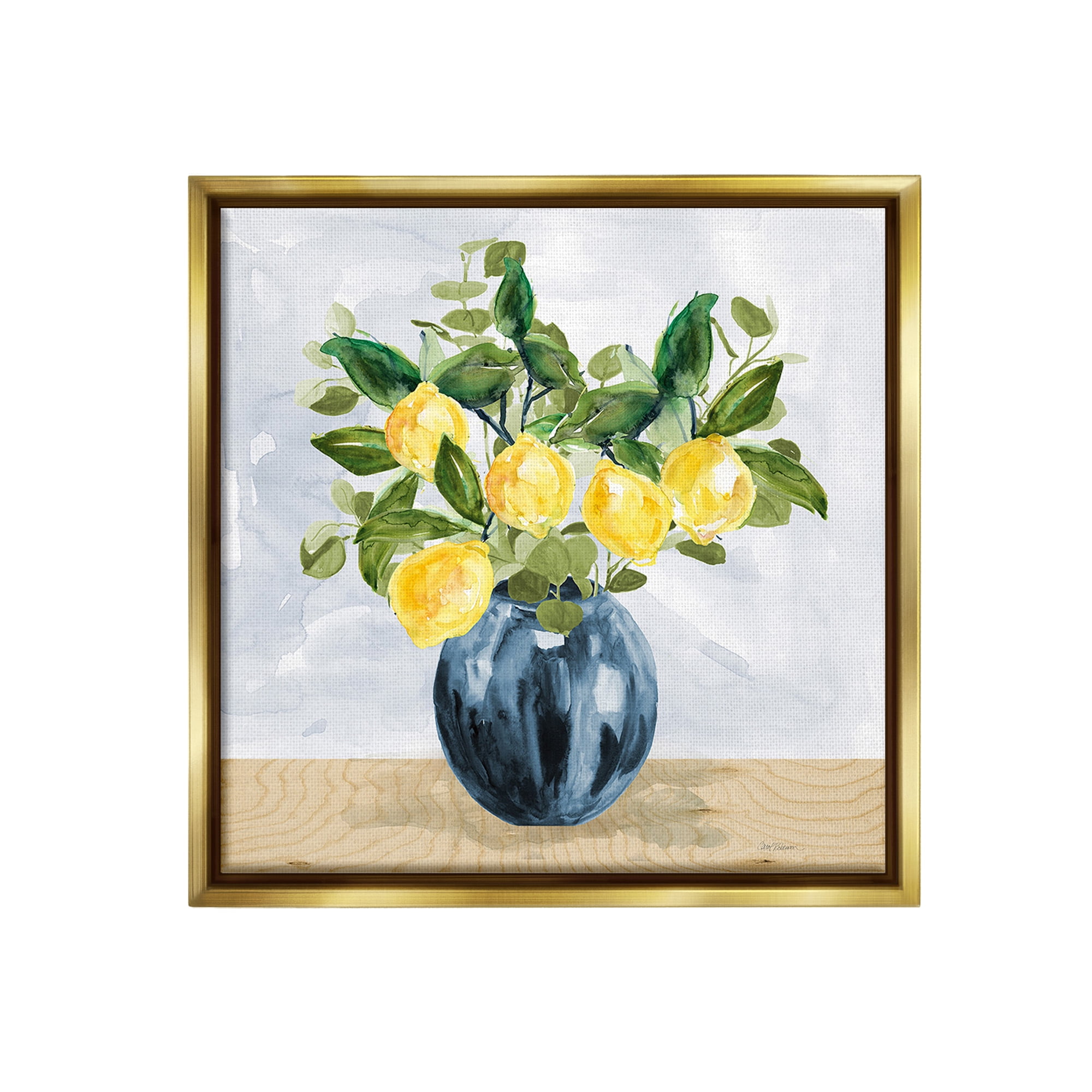 Stupell Industries Lemon Tree Bouquet Food & Beverage Painting Gold Floater Framed Canvas Art Print Wall Art, 25 x 25