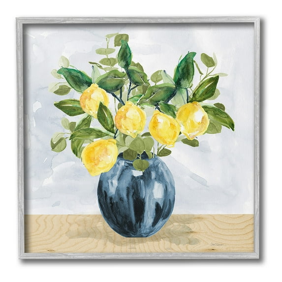 Stupell Industries Lemon Tree Bouquet Food & Beverage Painting Gray Framed Art Print Wall Art, 17 x 17