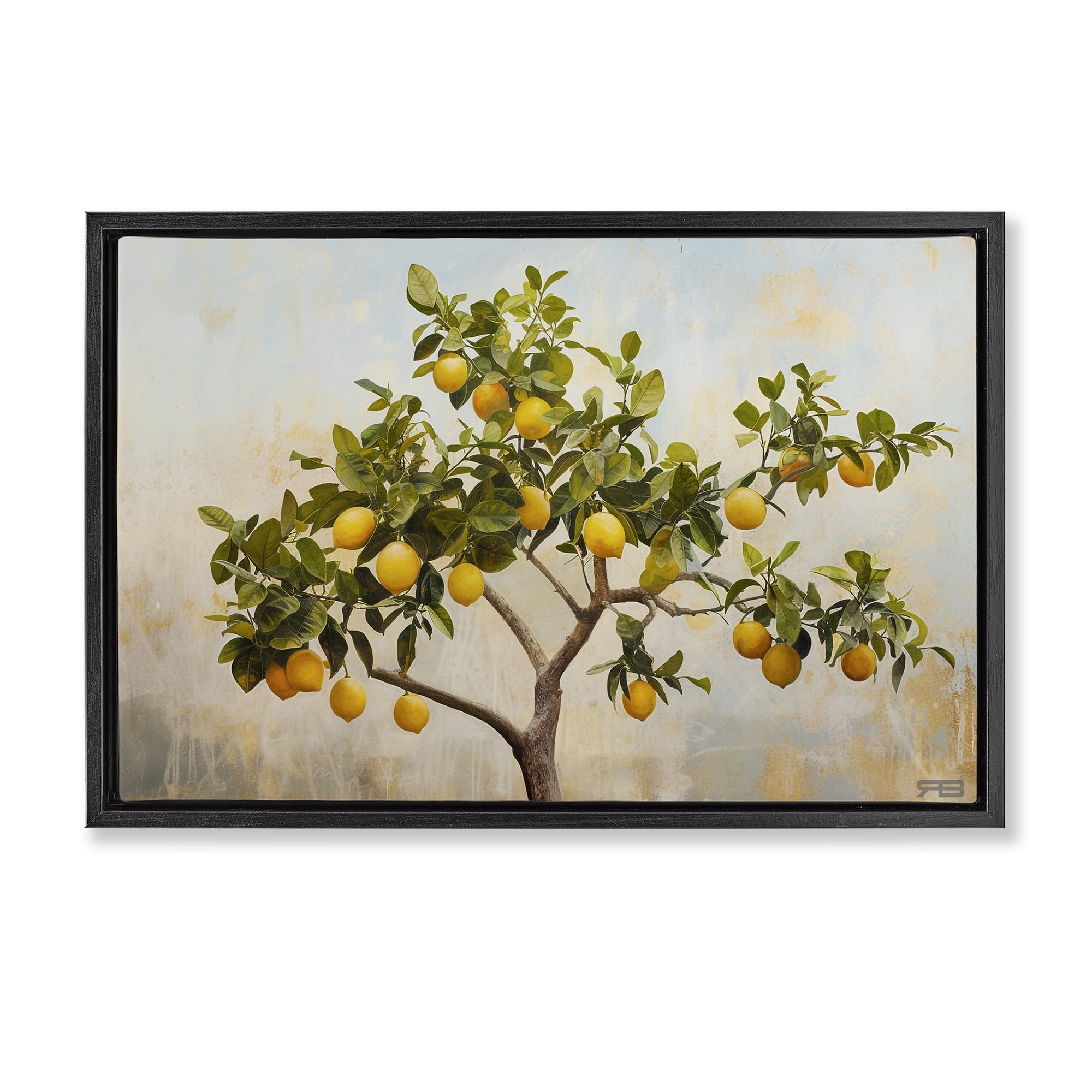 Stupell Industries Lemon Tree Branches Food & Beverage Painting Black Floater Framed Canvas Art Print Wall Art, 31 x 21