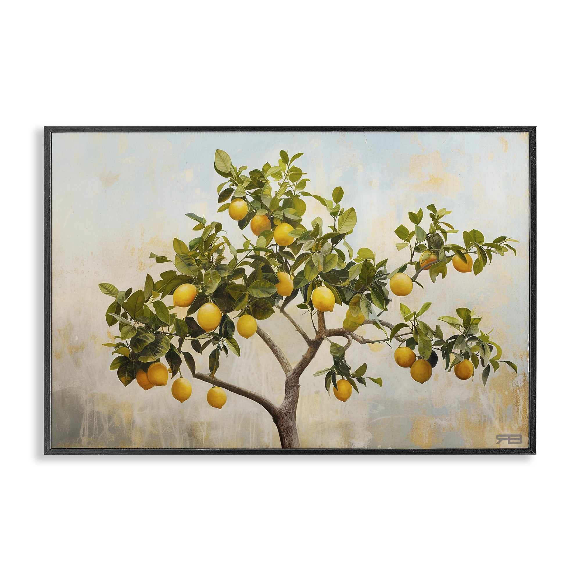 Stupell Industries Lemon Tree Branches Food & Beverage Painting Black Framed Art Print Wall Art, 24 x 16