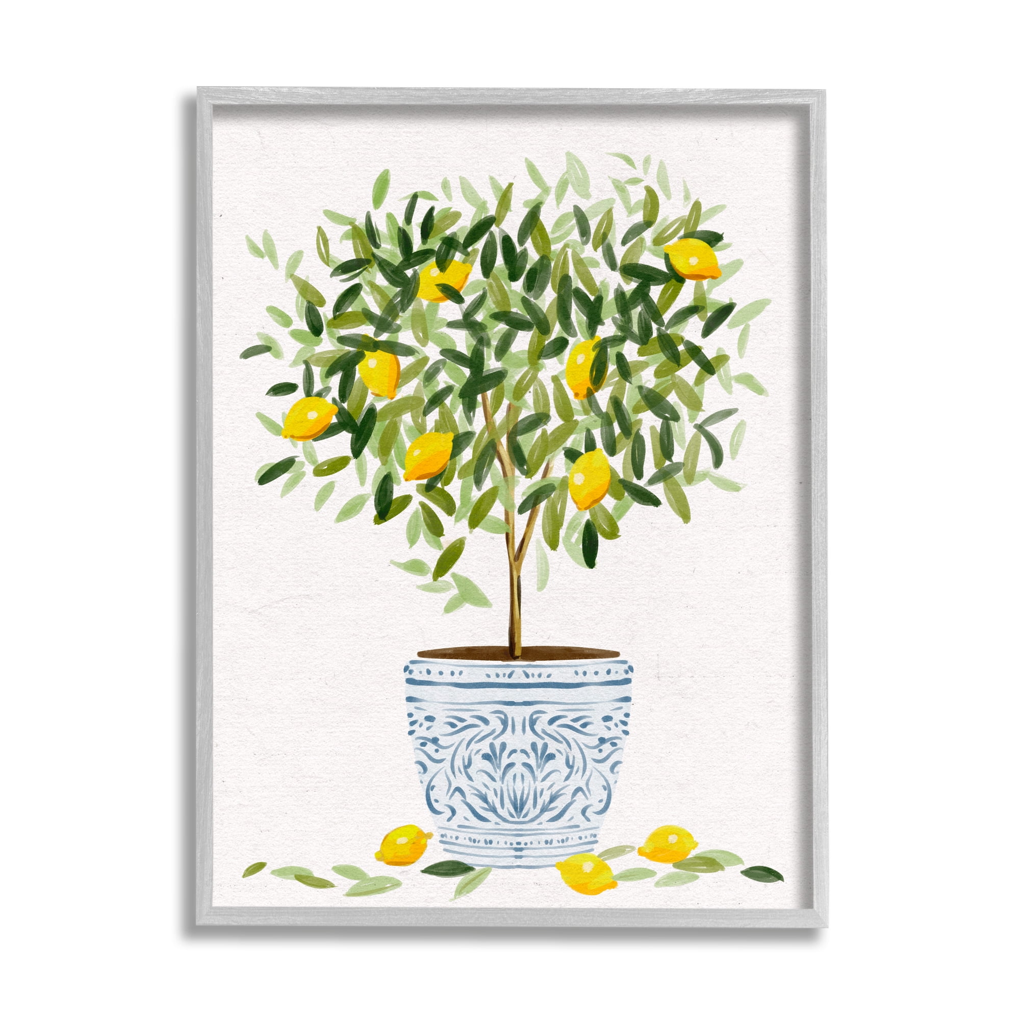 Gray Framed Lemon Tree Planter Canvas Print, 11" x 14"