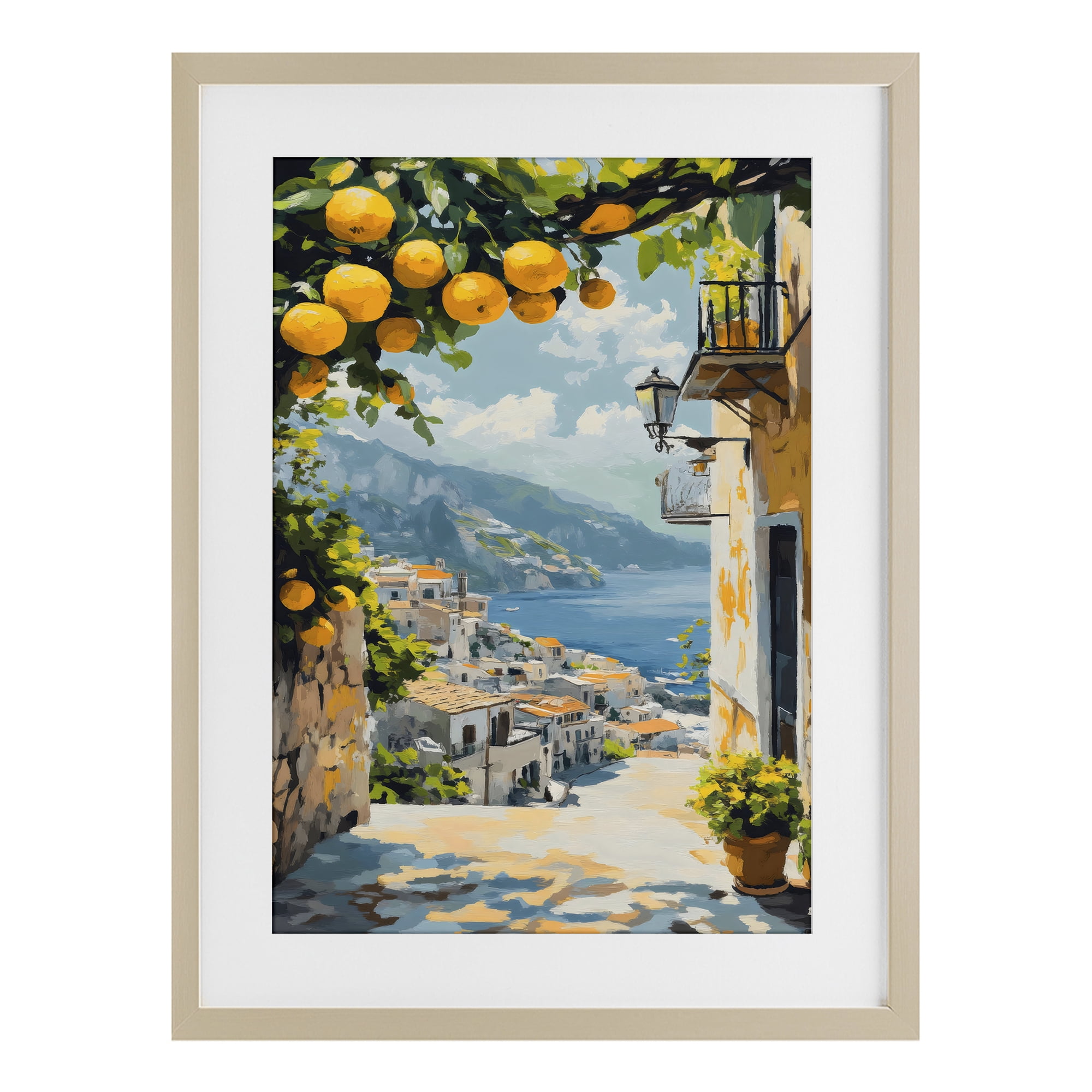 Stupell Industries Lemon Tree Overlooking Coast Birch Framed Print Under Glass, design by Creative Studio