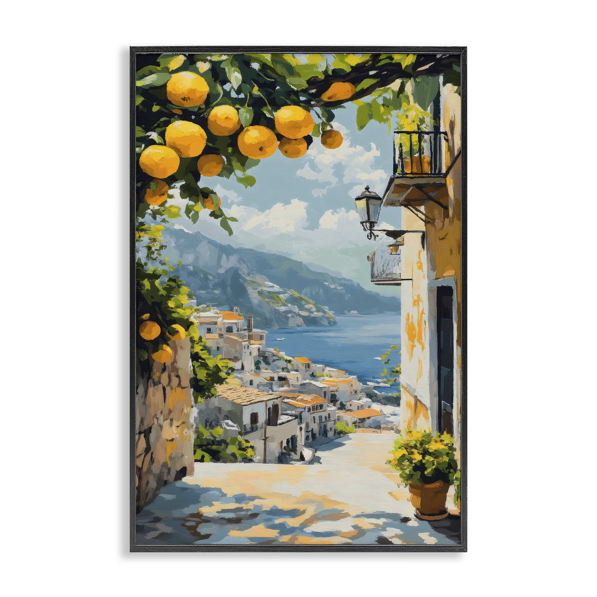 Stupell Industries Lemon Tree Overlooking Coast Black Framed Giclee Art, design by Creative Studio