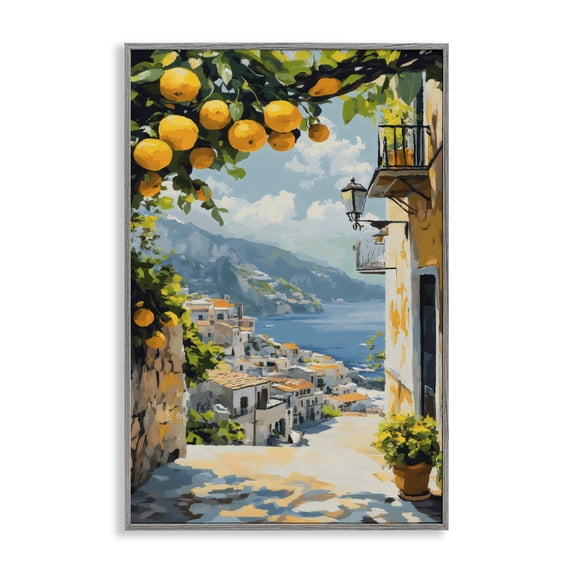 Stupell Industries Cottage Lemon Tree Overlooking Coast Gray Framed Giclee Art, 20 x 30, by Creative Studio