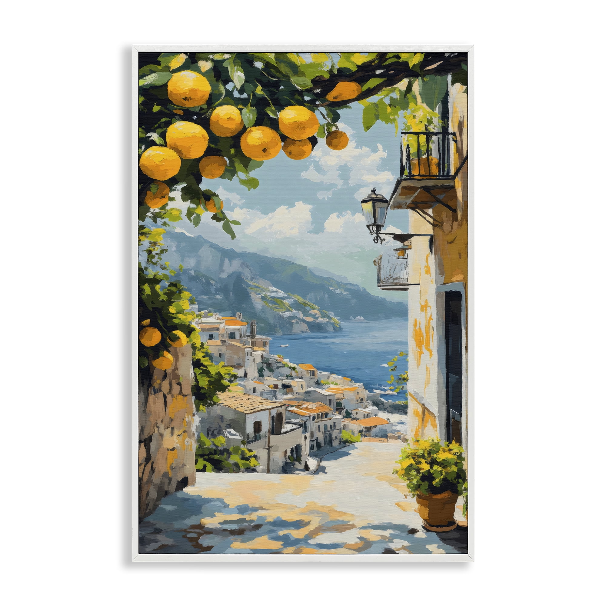 Stupell Industries Lemon Tree Overlooking Coast White Framed Giclee Art, design by Creative Studio