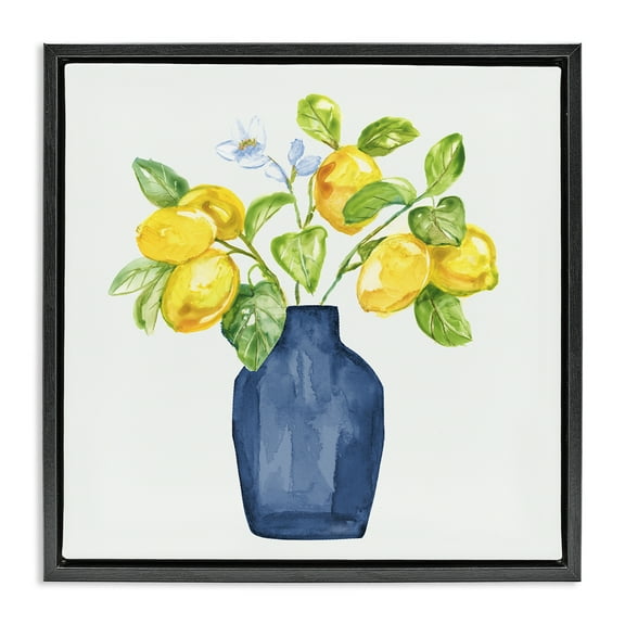 Stupell Industries Lemon Tree Planter Food & Beverage Painting Black Floater Framed Canvas Art Print Wall Art, 18 x 18