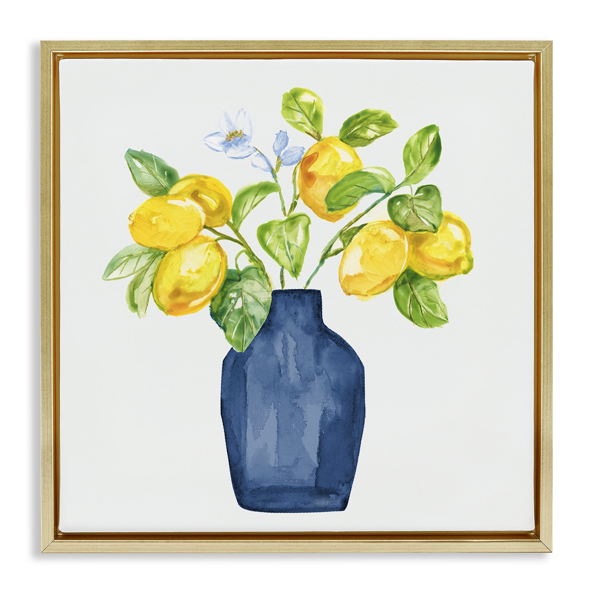 Stupell Industries Lemon Tree Planter Food & Beverage Painting Gold Floater Framed Canvas Art Print Wall Art, 18 x 18