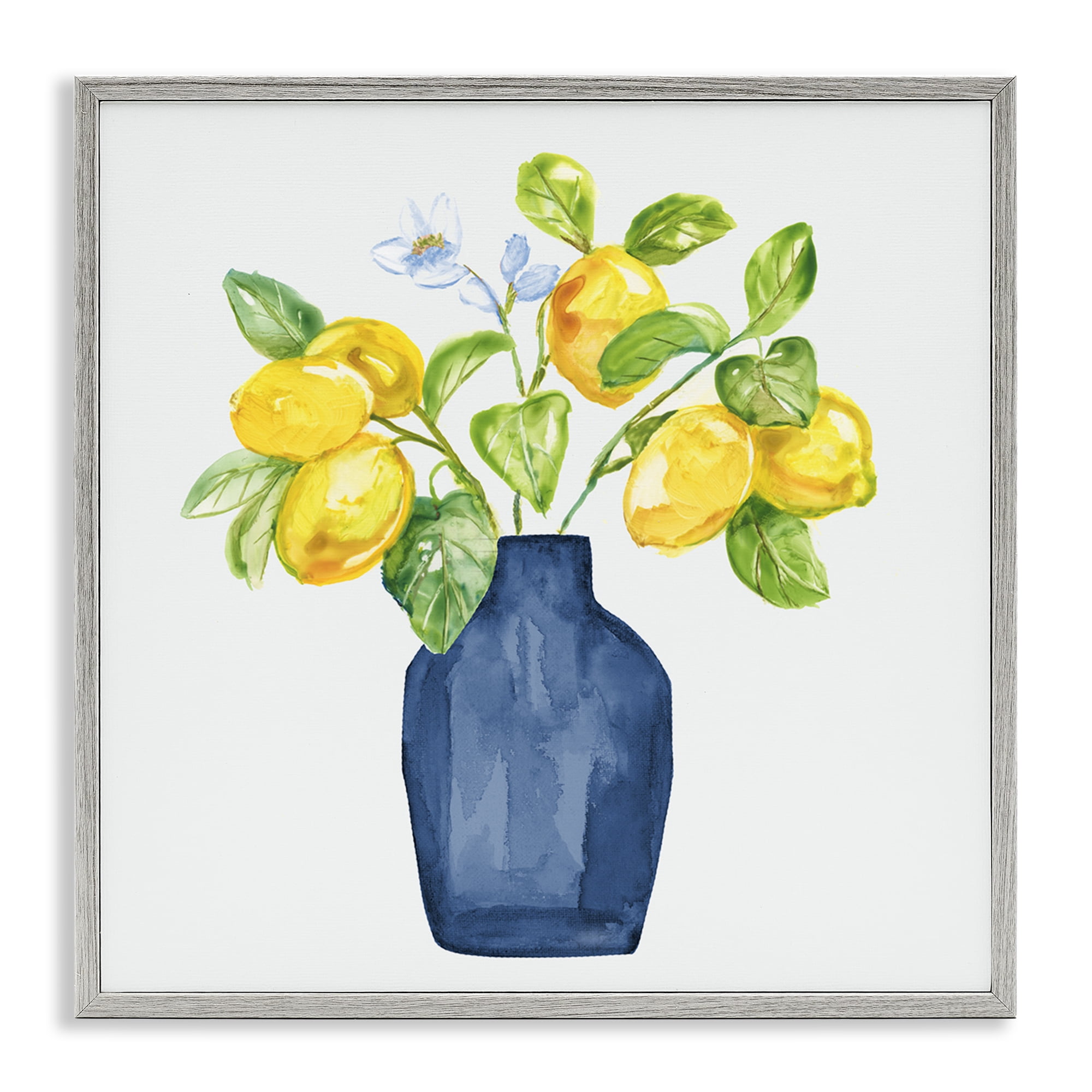 Stupell Industries Lemon Tree Planter Food & Beverage Painting Gray Framed Art Print Wall Art, 12 x 12