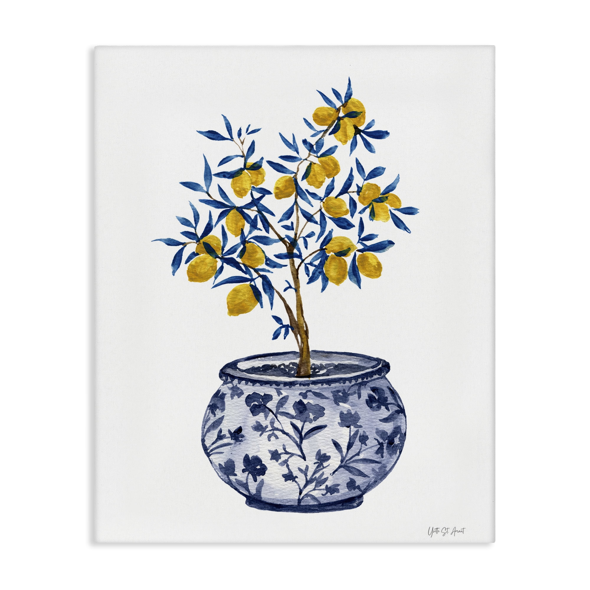 Stupell Industries Lemon Tree in Chinoiserie Food & Beverage Painting Gallery Wrapped Canvas Art Print Wall Art, 36 x 48