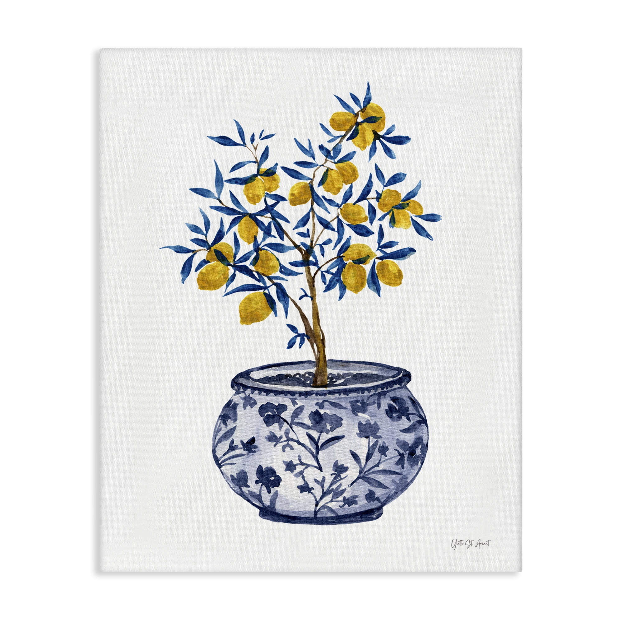 Stupell Industries Lemon Tree in Chinoiserie Food & Beverage Painting Wrapped Canvas Art Print Wall Art, 24 x 30