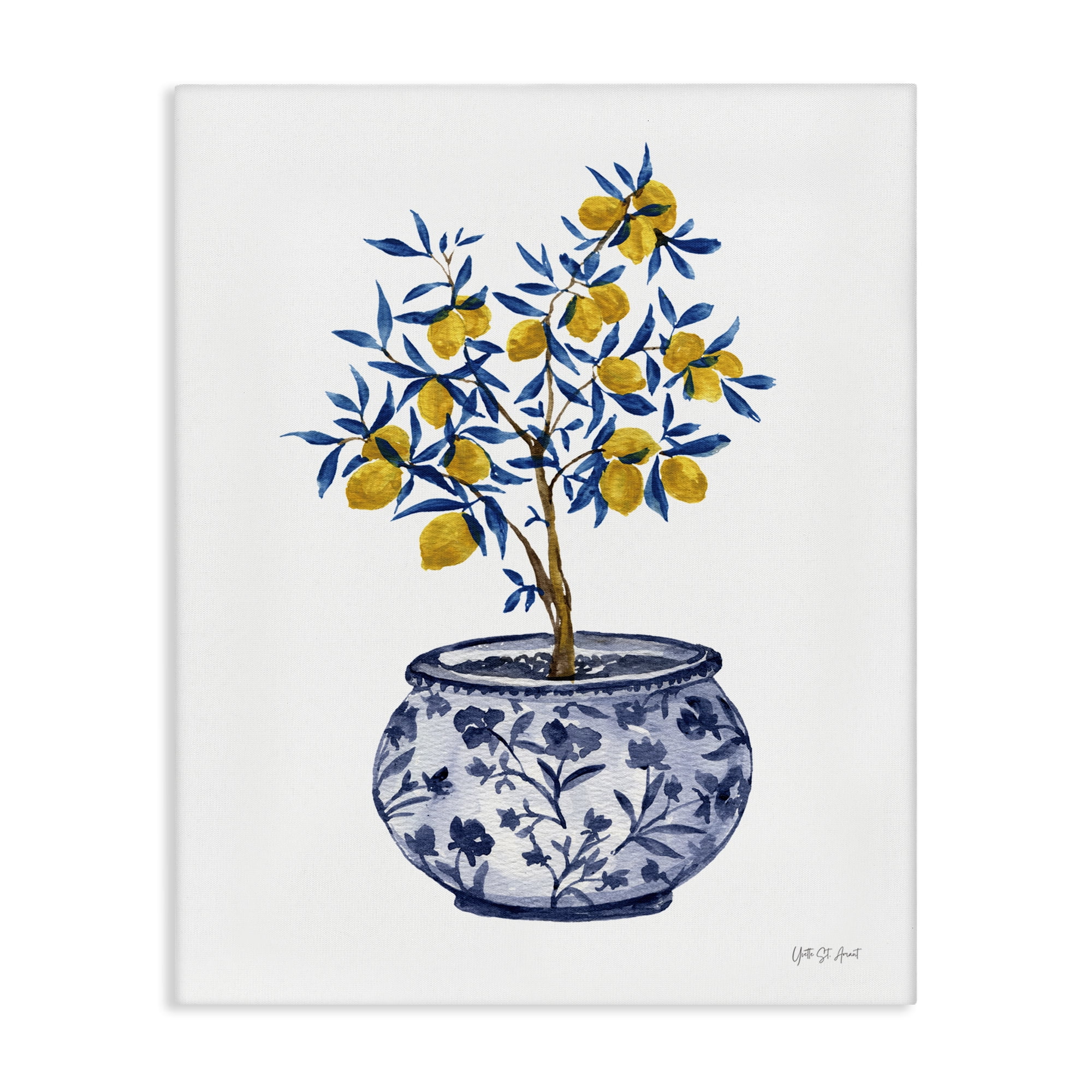Stupell Industries Lemon Tree in Chinoiserie Food & Beverage Painting Wrapped Canvas Art Print Wall Art, 30 x 40