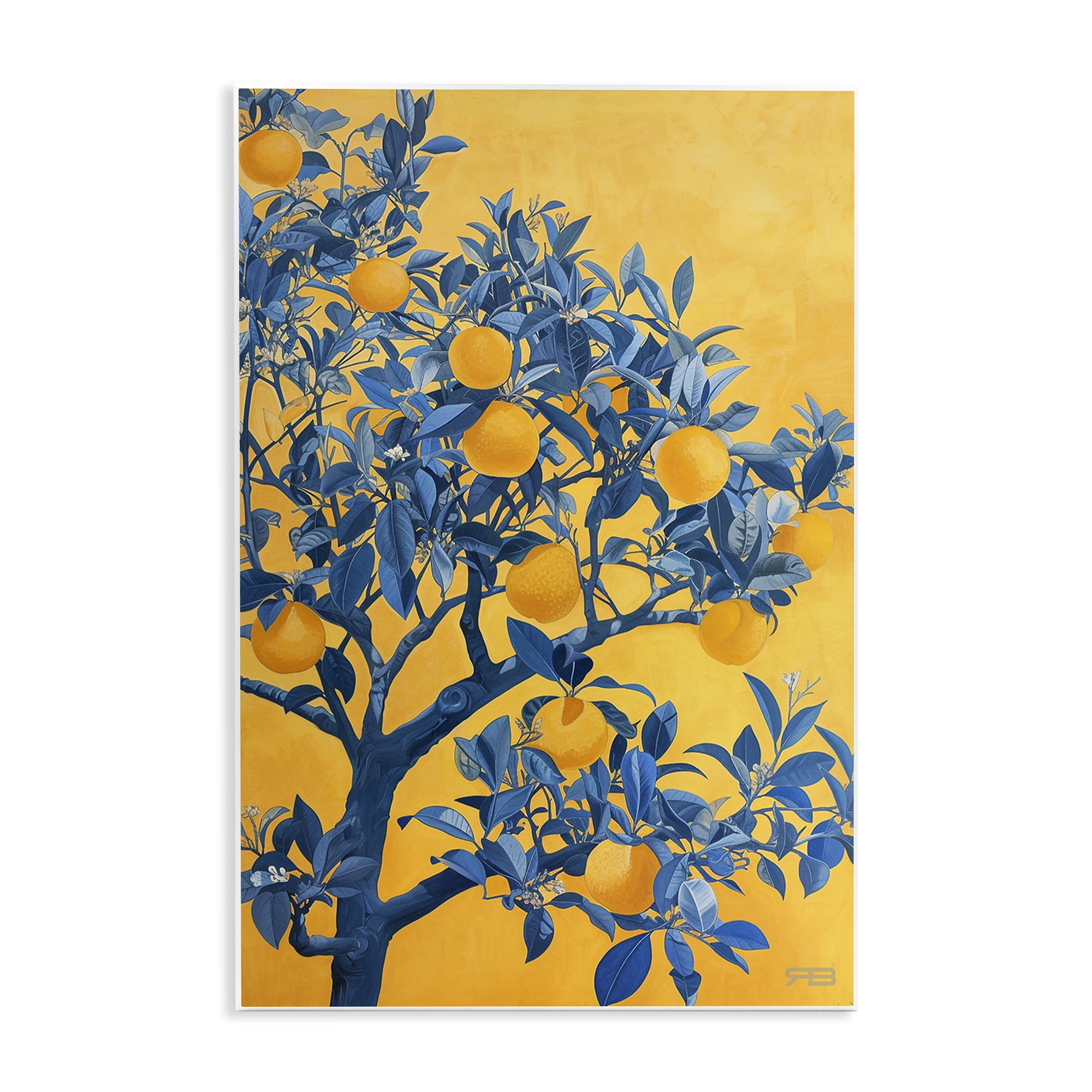 Stupell Industries Lemon Tree on Orange Food & Beverage Painting Unframed Art Print Wall Art, 10 x 15